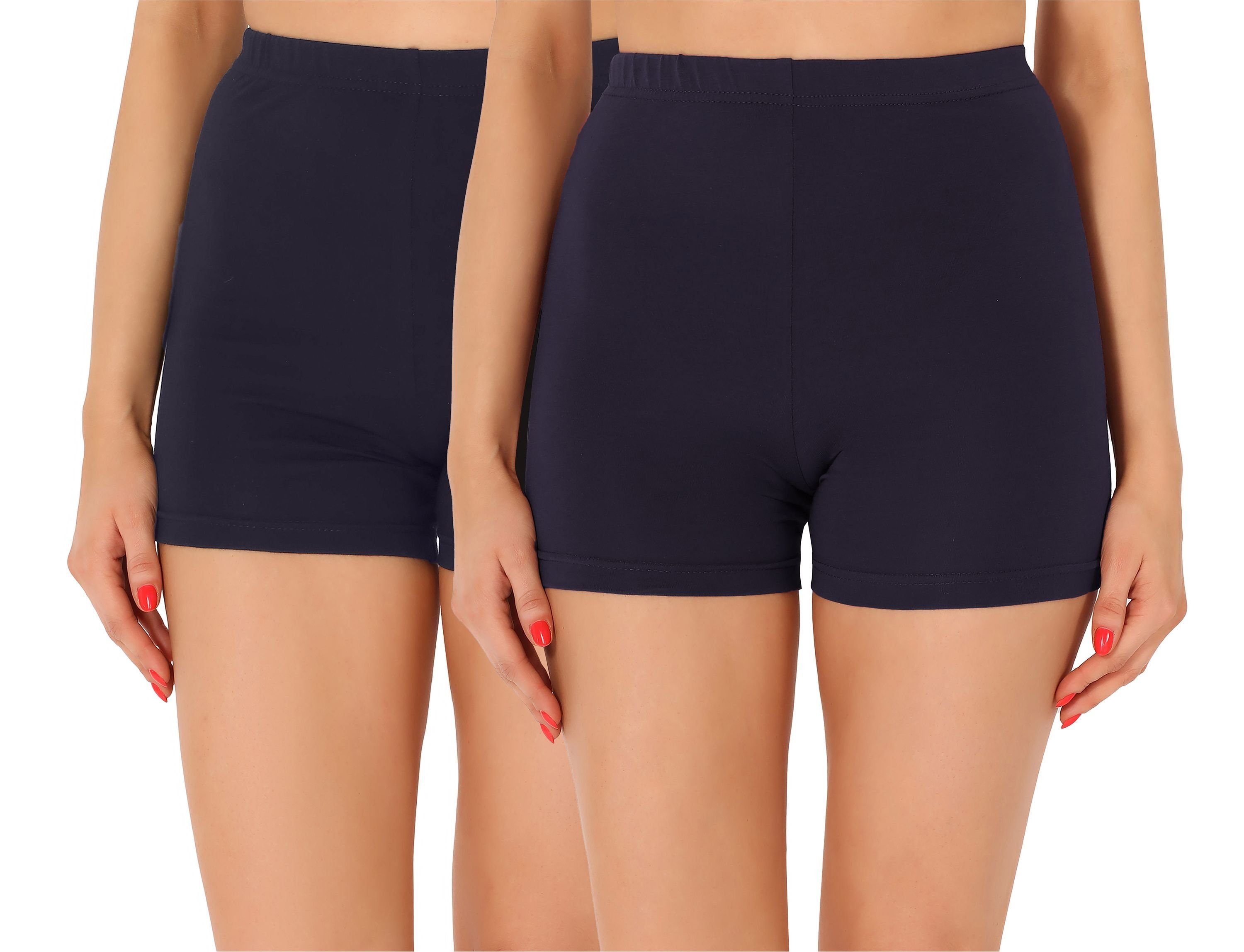 Merry Style Leggings Damen Shorts Radlerhose Unterhose kurze Hose Boxer 2Pack MS10-358 (2-tlg) elastischer Bund Marineblau/Marineblau (2Pack)
