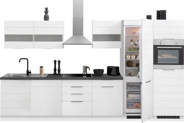 Kochstation Küche KS-Luhe, 360 cm breit, wahlweise mit oder ohne E-Geräten, gefräste MDF-Fronten