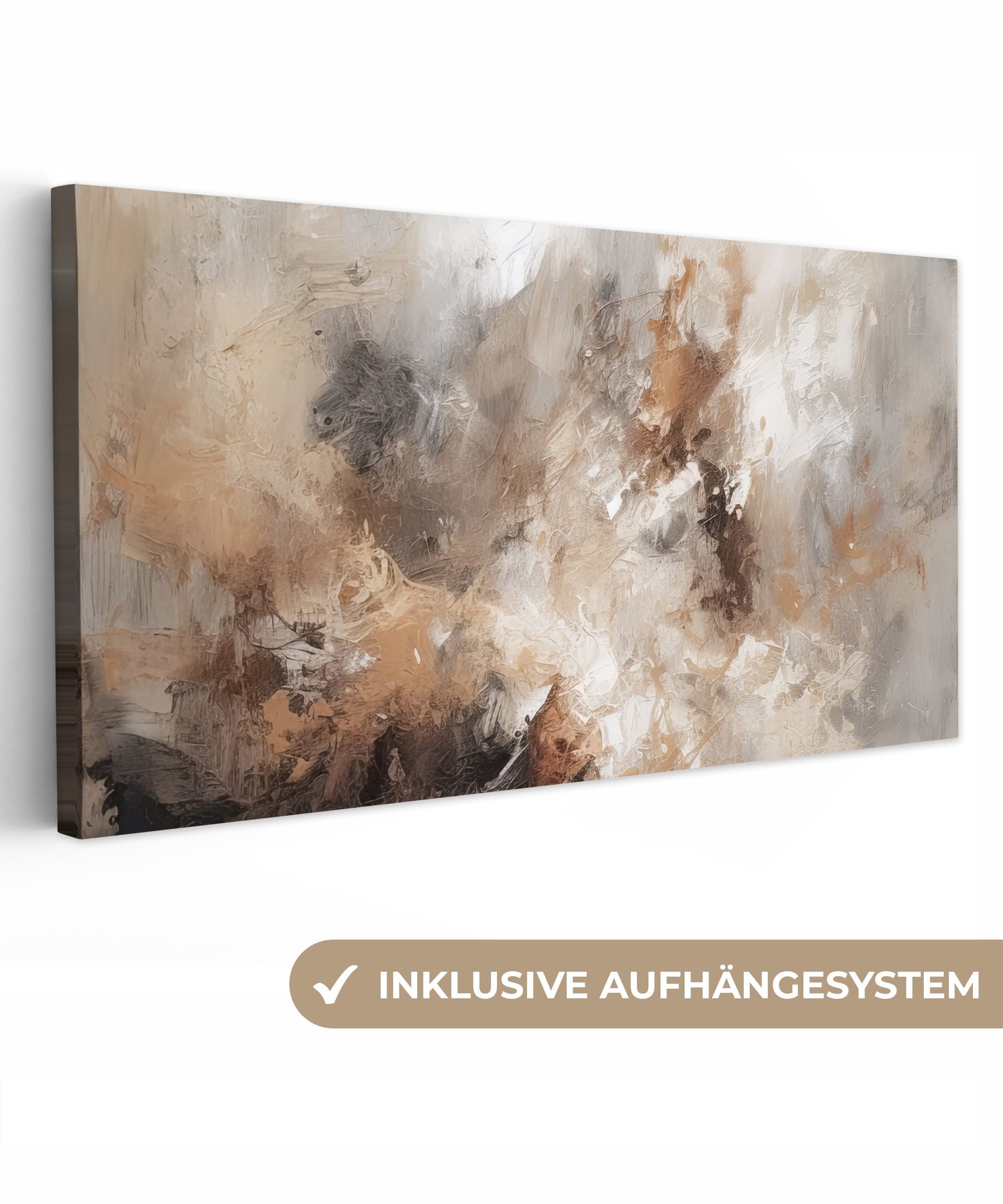 OneMillionCanvasses® Leinwandbild Panorama Farbe - Abstrakt - Beige - Kunst günstig online kaufen