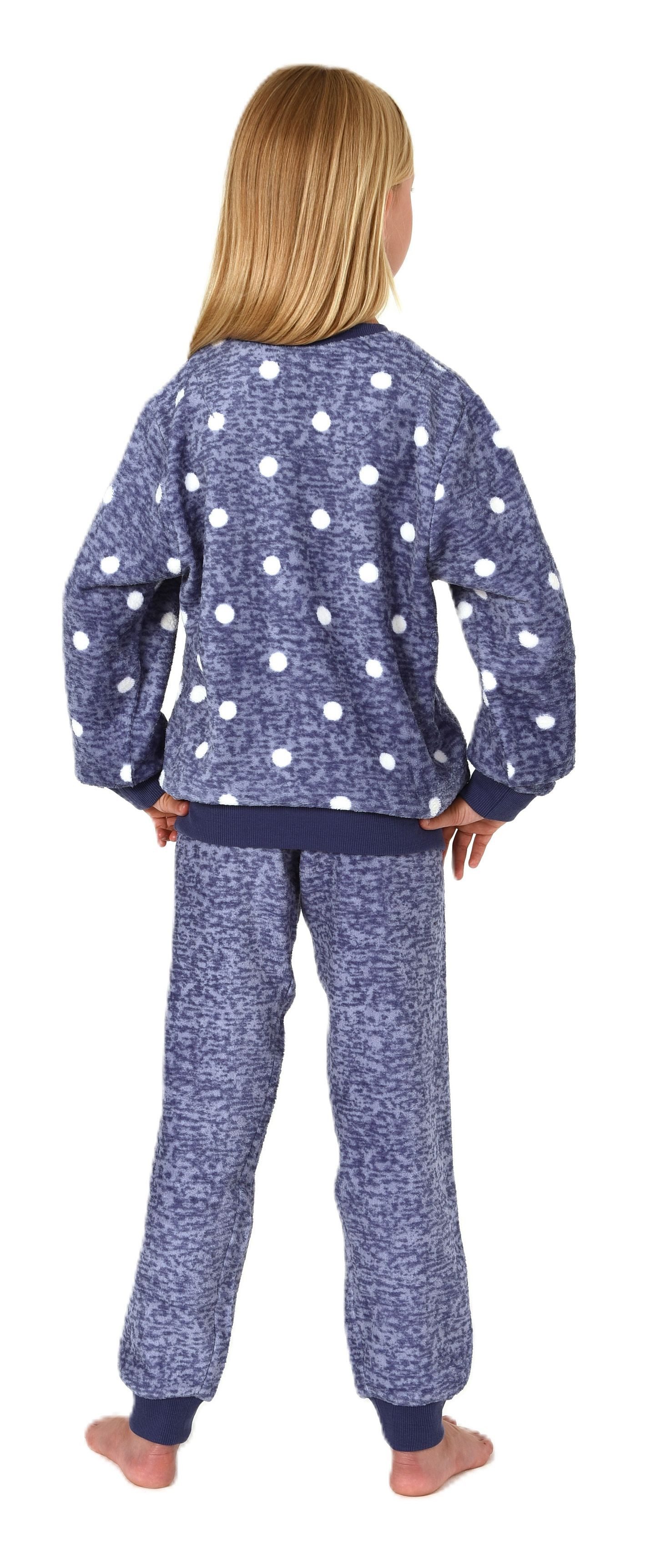 Normann Pyjama Kuschelig warmer Mädchen Schlafanzug Pyjama aus Coralfleece mit Tupfen – Bild 4 von 5