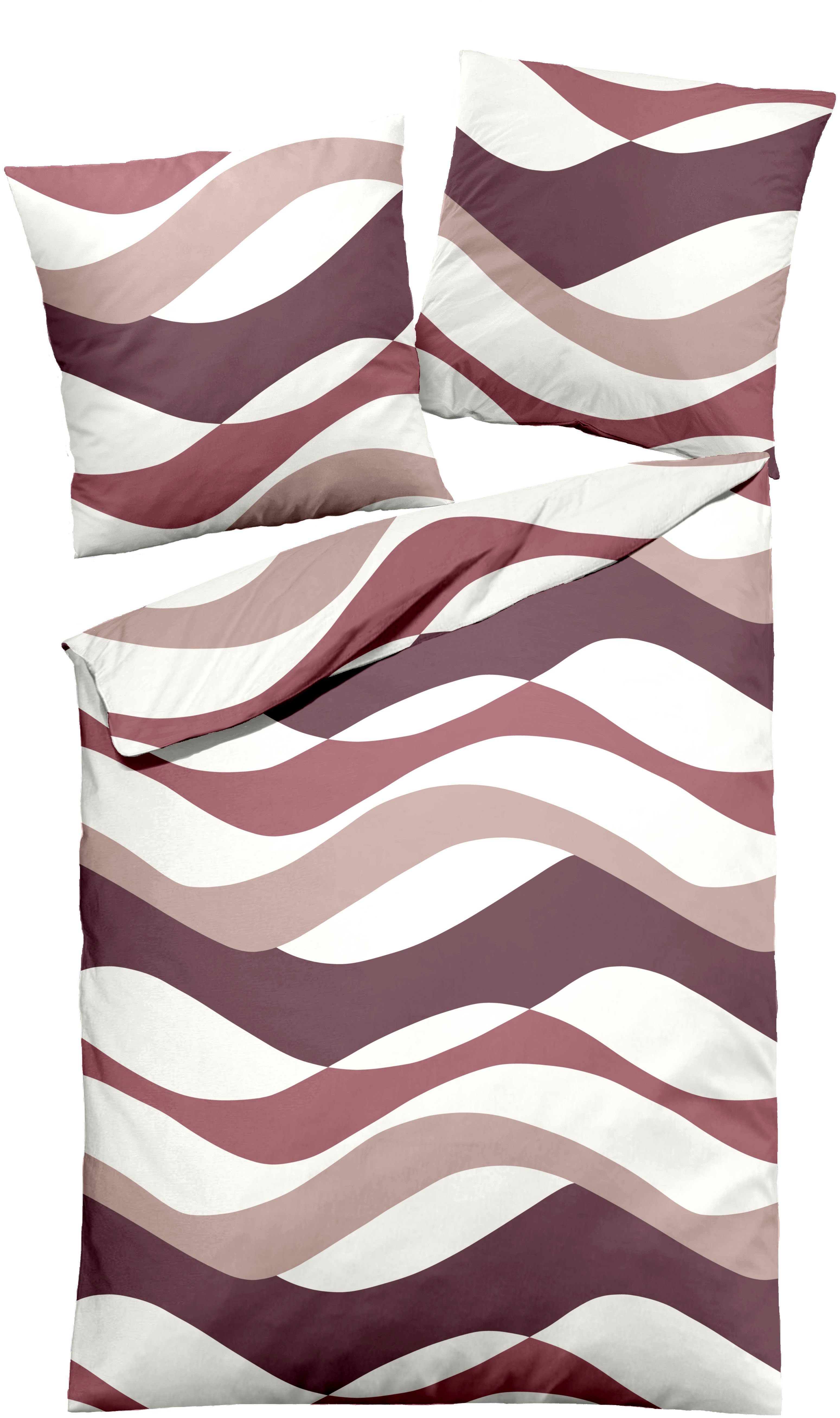 Dormisette Bettwäsche Wellen, Biber, 2 teilig, mit Wellen