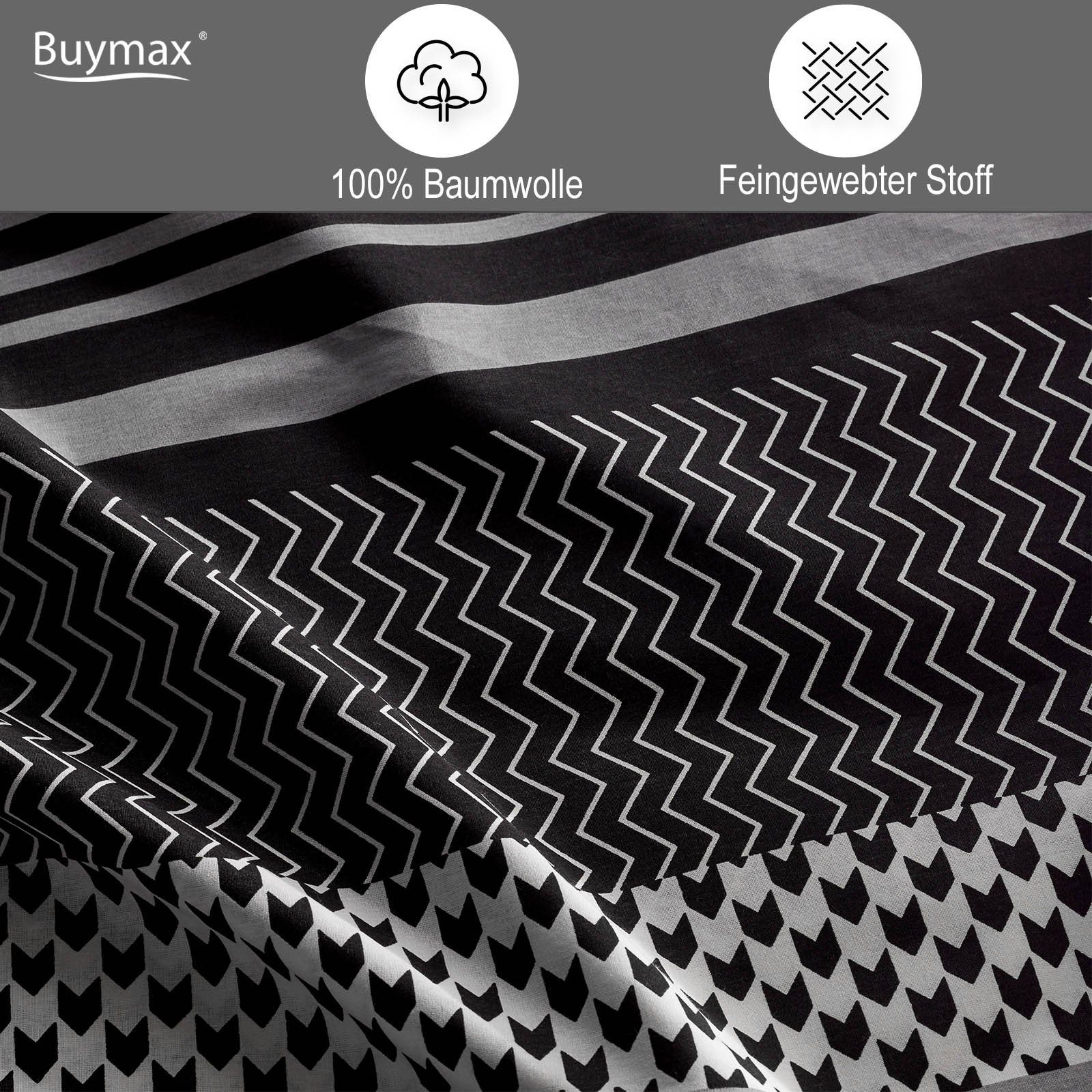 Buymax Bettwäsche Zigo, Renforcé, 4 teilig, Bettbezug-Set 135x200 cm 100% Baumwolle mit Reißverschluss, Streifen