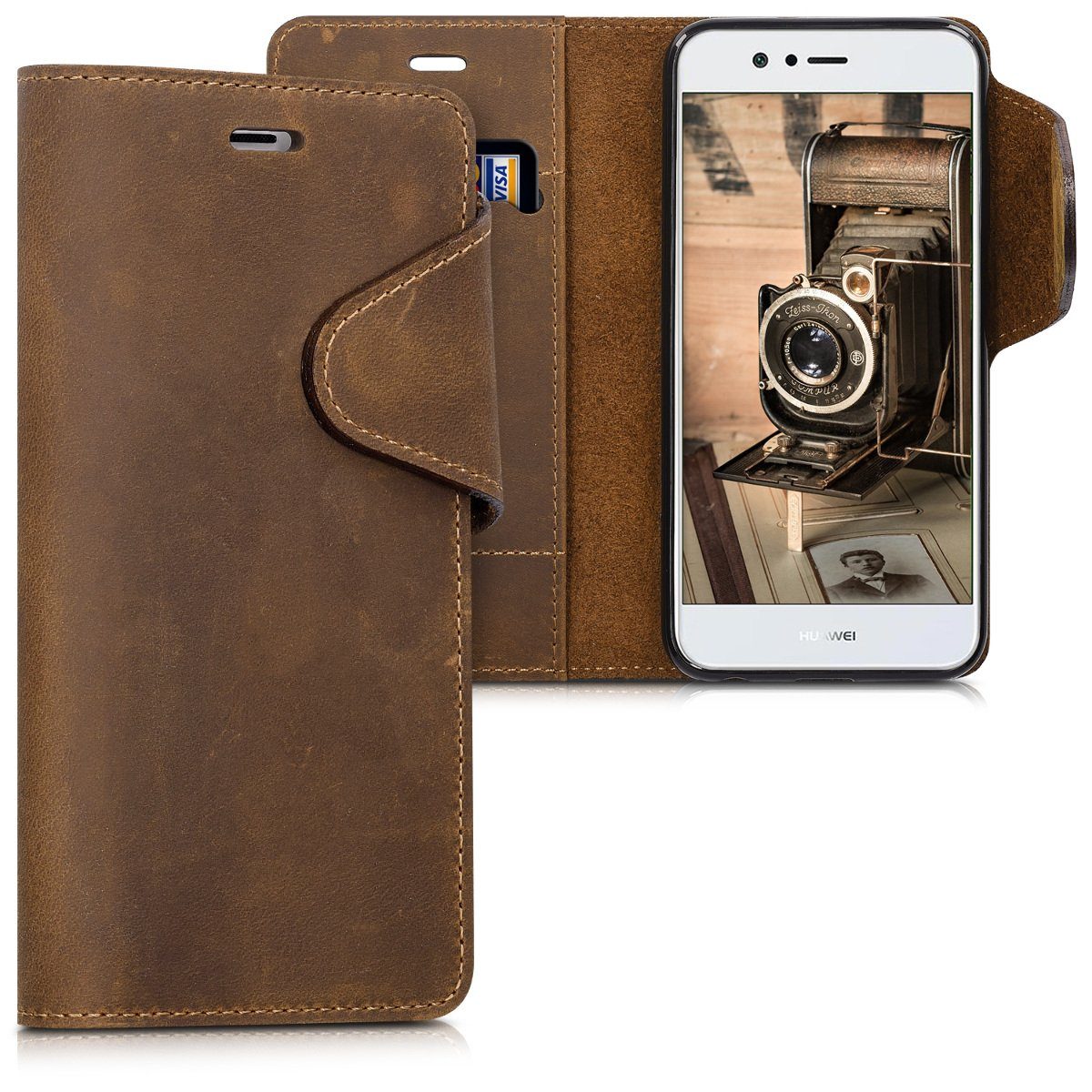 kalibri Handyhülle, Hülle kompatibel mit Huawei Nova 2 - Leder Handyhülle  Handy Case Cover - Schutzhülle Lederhülle - Standfunktion Kartenfächer  online kaufen | OTTO