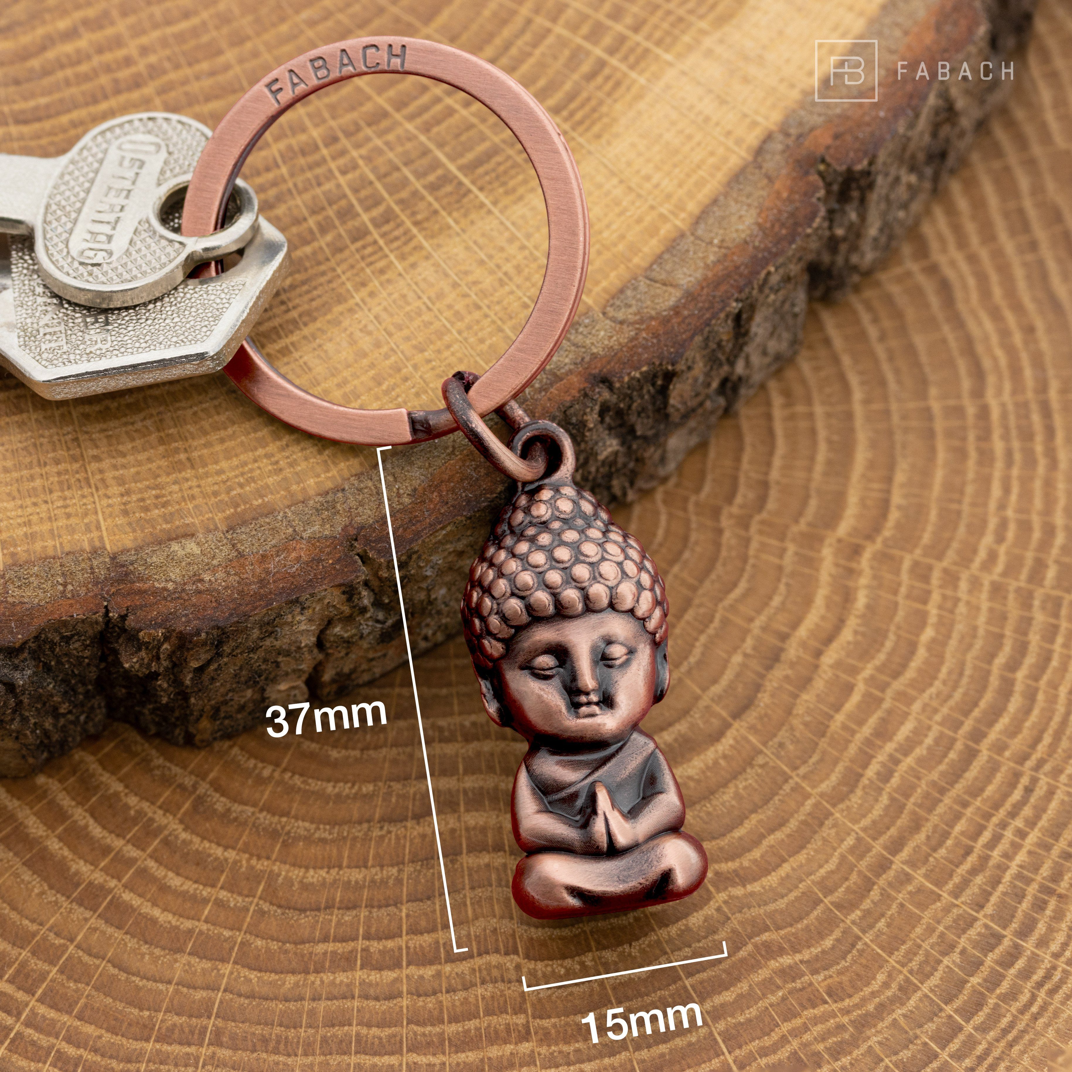 Karma Buddha Metall Schlüsselanhänger - FABACH aus Antique Mini-Buddha Glücksbringer - Anhänger Roségold