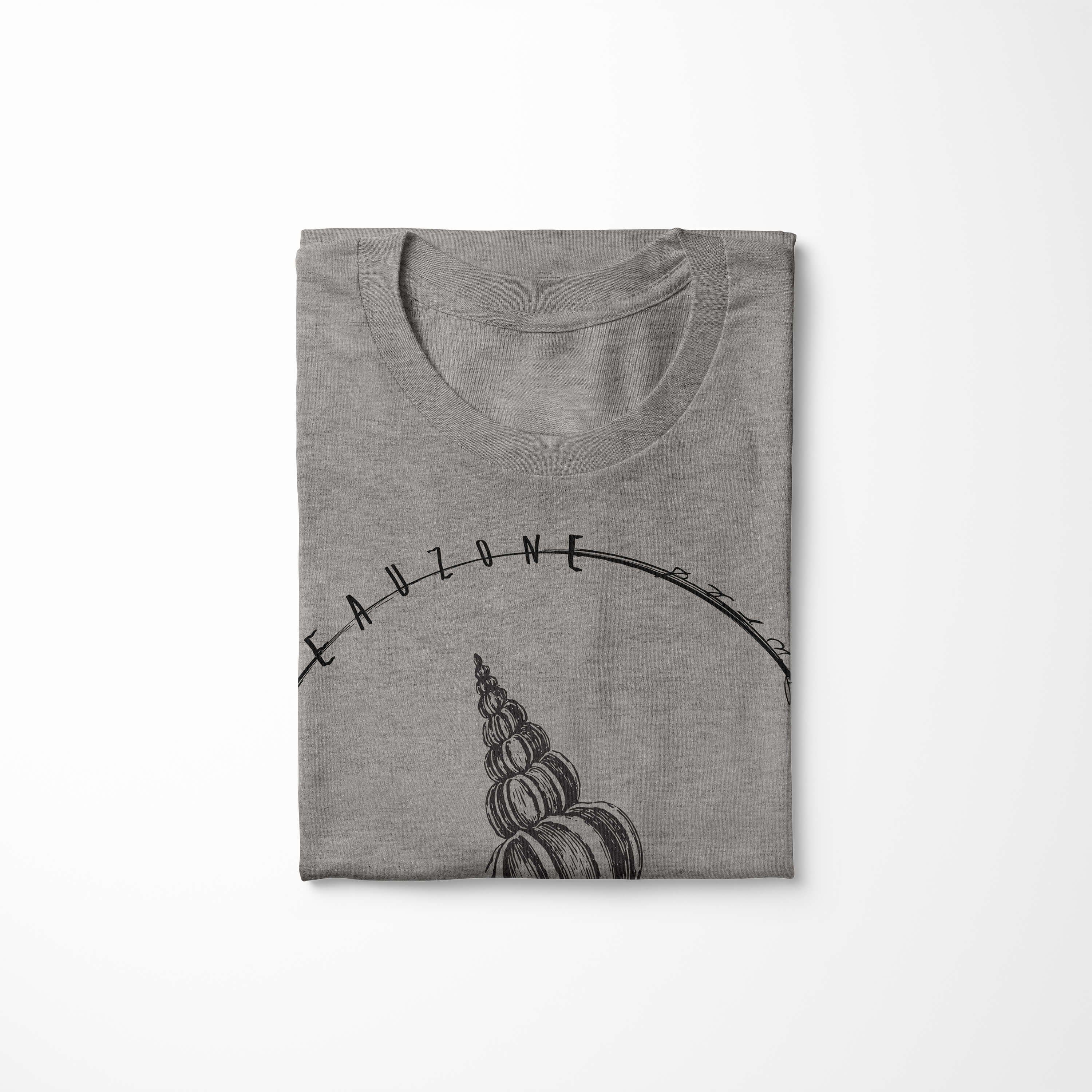 Sinus Art T-Shirt T-Shirt und Creatures, Tiefsee feine Schnitt Fische sportlicher Sea Sea Serie: Struktur Ash / 026 