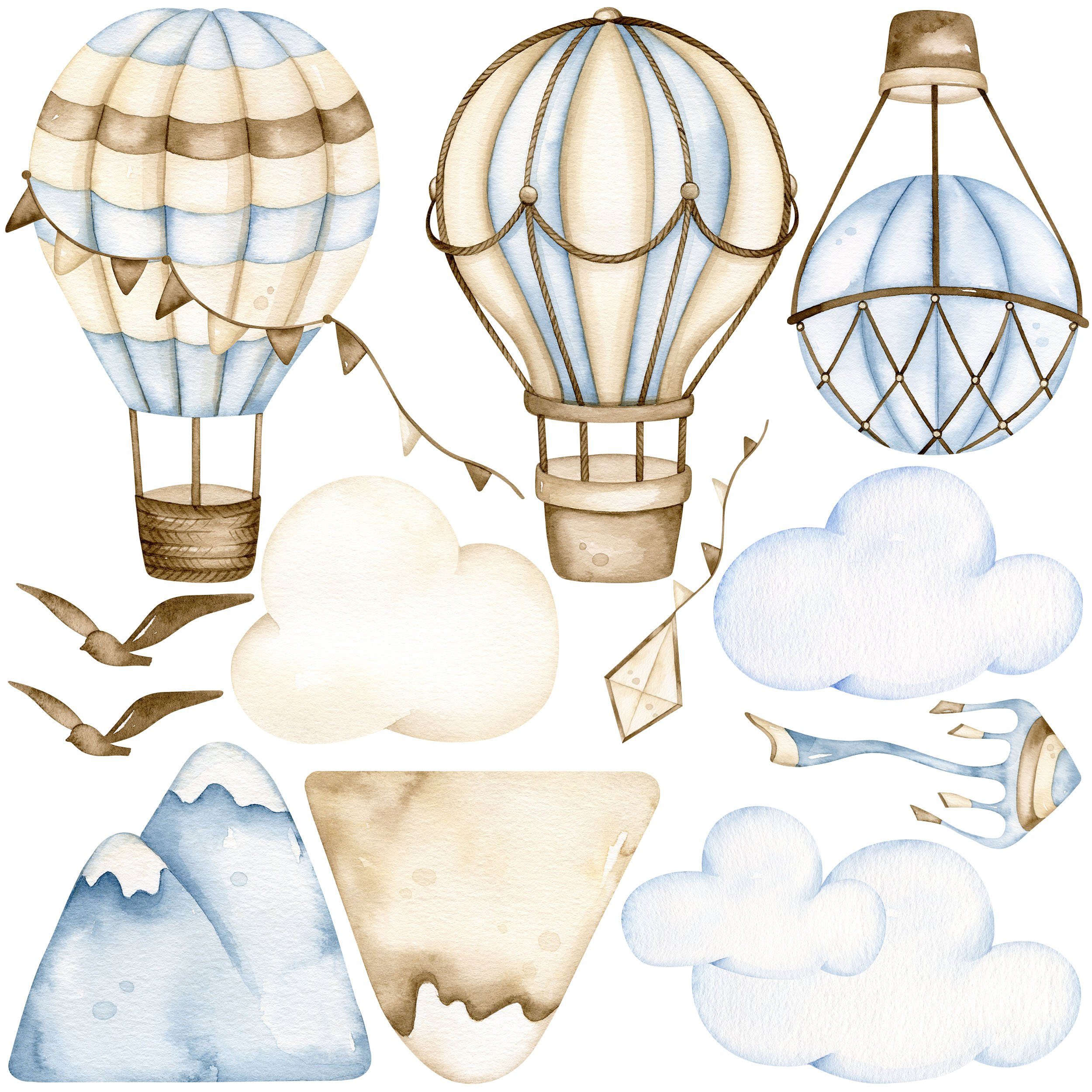 WANDKIND Wandtattoo Heißluftballon Retro V334 (Ballons), Selbstklebend