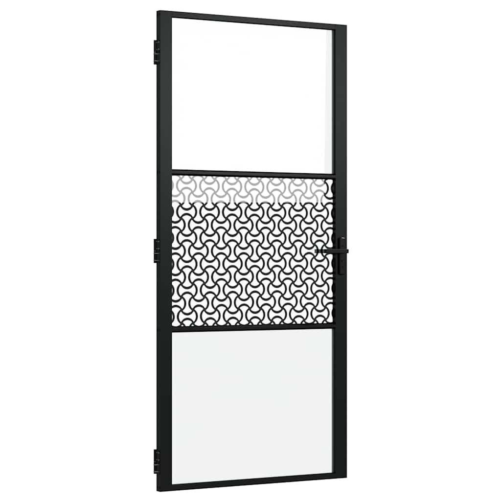 vidaXL Haustür Glastür 93 x 3,5 x 201,5 cm Aluminium Schwarz (1-St)