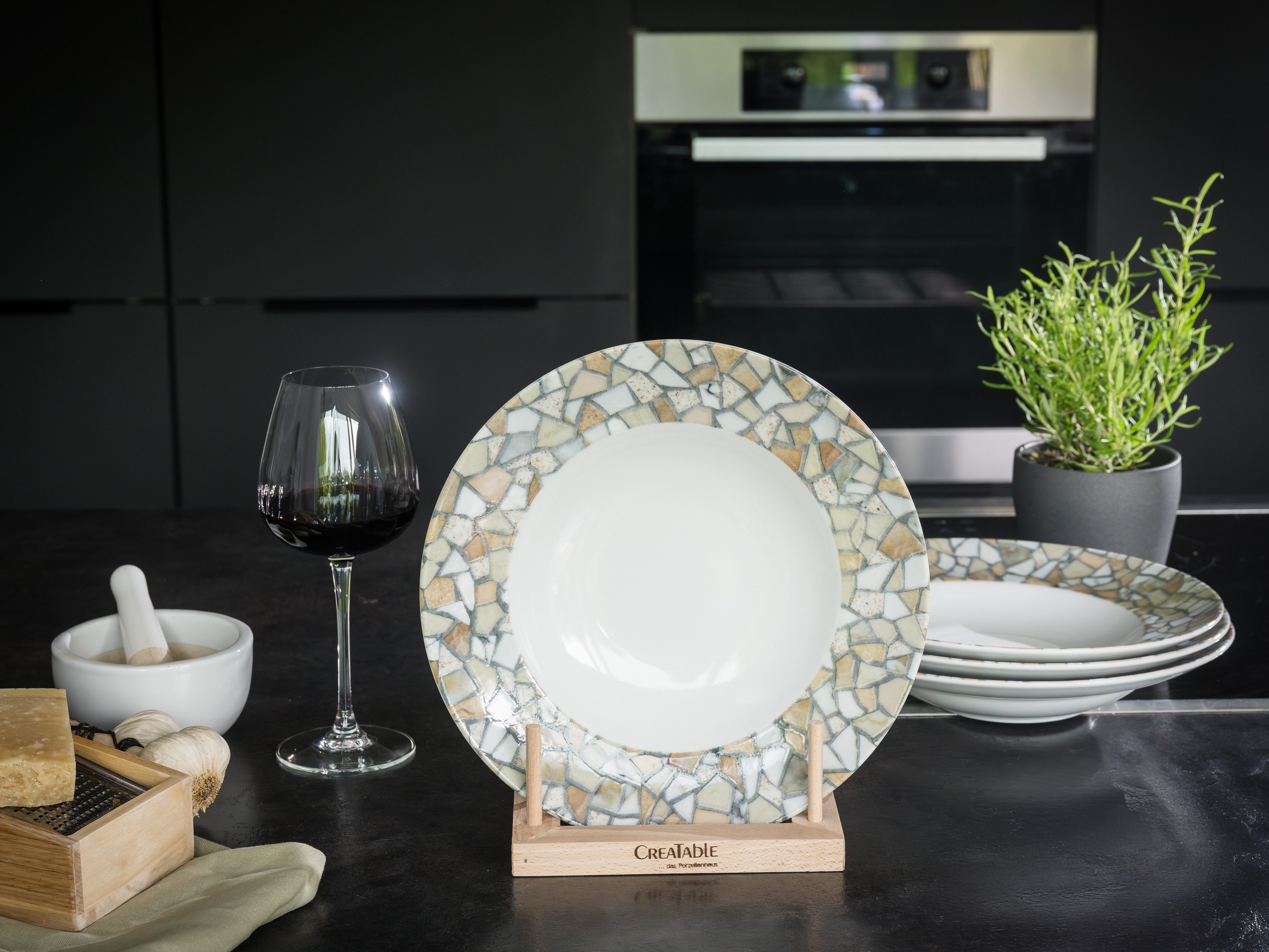 CreaTable Pastateller Stone Collection Siena, Teller Set, 4-tlg., (4 St), Italienische Eleganz, Vielseitig einsetzbar