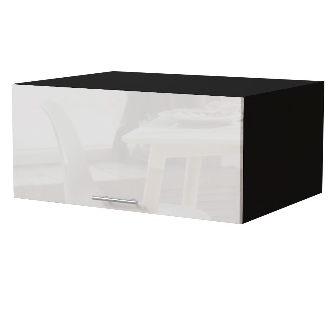 Feldmann-Wohnen Klapphängeschrank Essen (W6B/80, 1 Klappe, innen 1 Fach, 1-St., moderne Optik, lackierte Fronten) 80x59x36cm schwarz - weiß Hochglanz (ES-W6B/80)