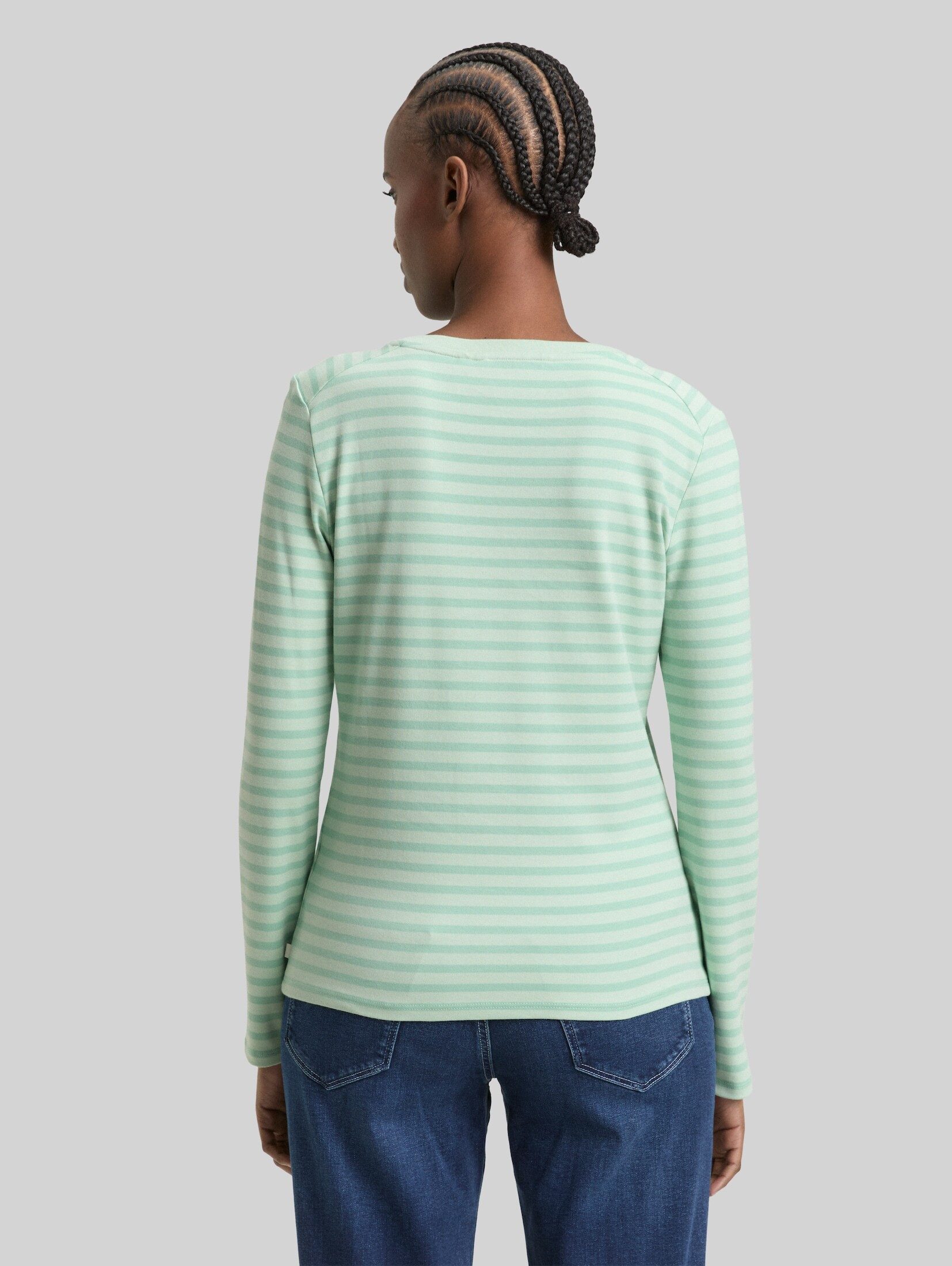 TOM TAILOR Denim Langarmshirt T-Shirt (im Einserpack) Langarmshirt mit Streifenmuster