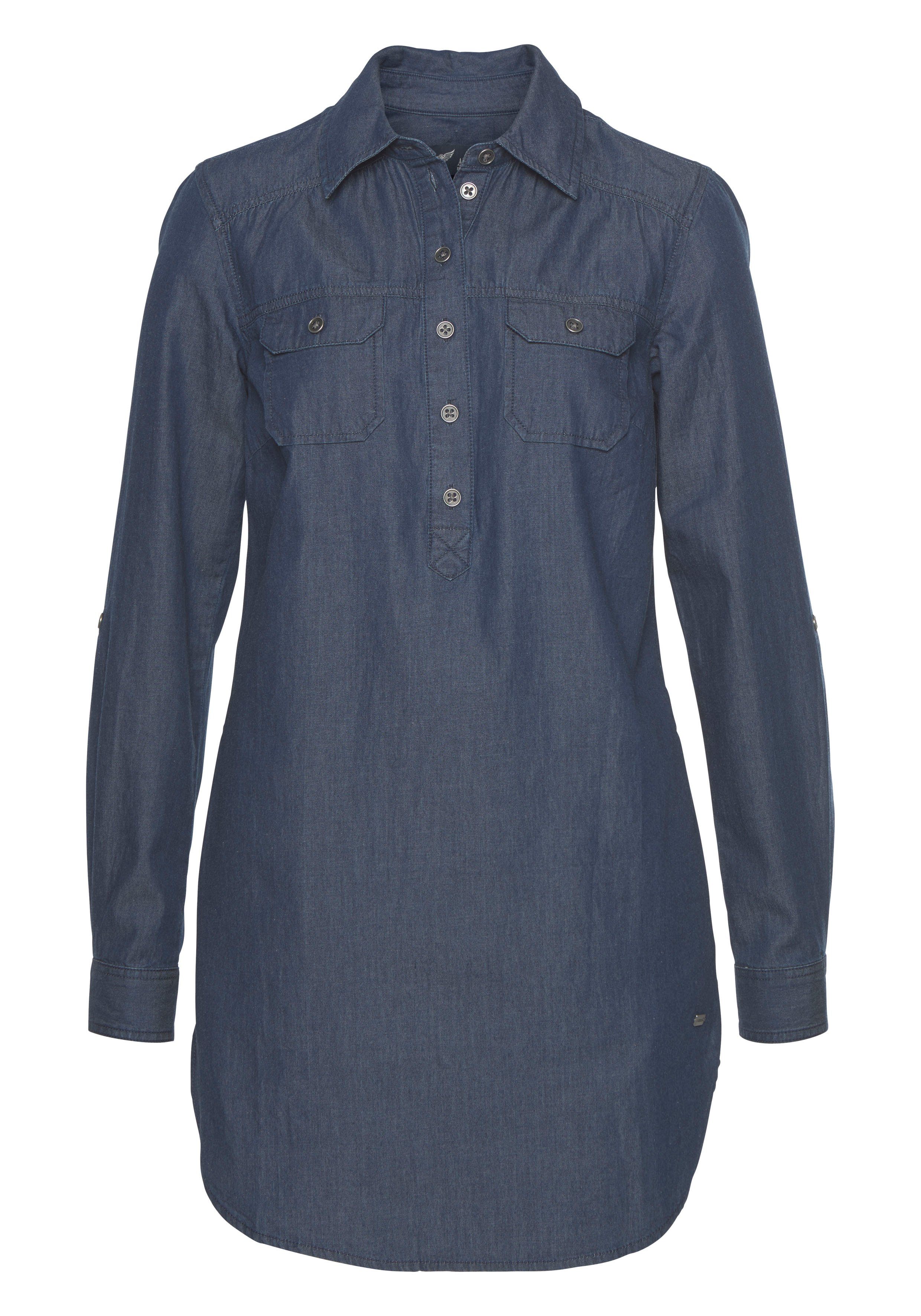 Arizona Jeansbluse Krempelärmel mit Riegel im Tunikastil