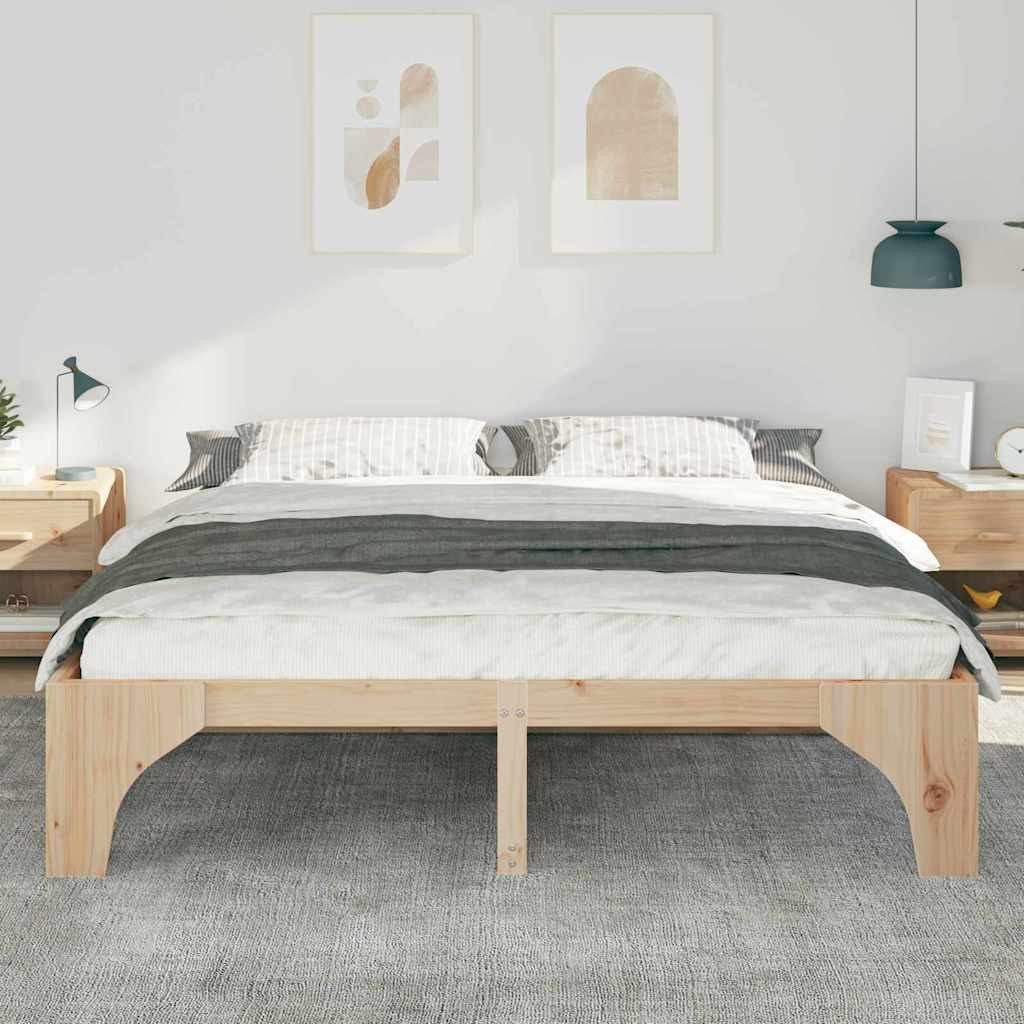 vidaXL Bett Bettrahmen Braun 180 x 200 cm Massives Kiefernholz (1-tlg)