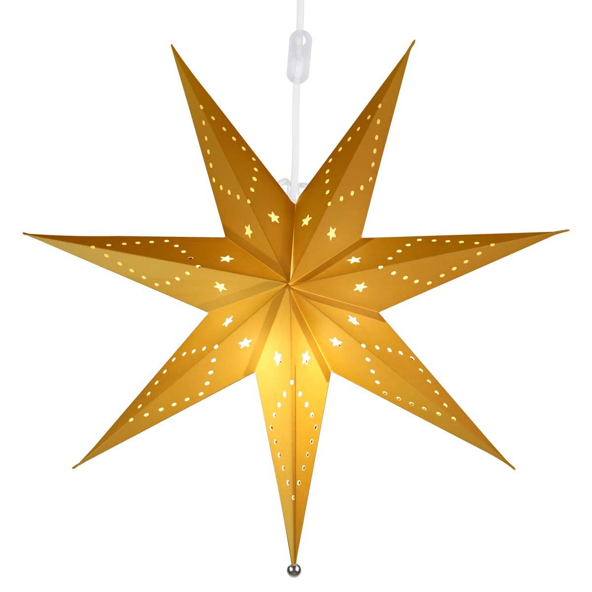 Salcar LED Stern LED Dekolicht Weihnachtsstern Papierstern-Lichterkette Beleuchtete, 75cm Hängender-LED-Stern, Dekoration Sterne Warmweiß 75cm