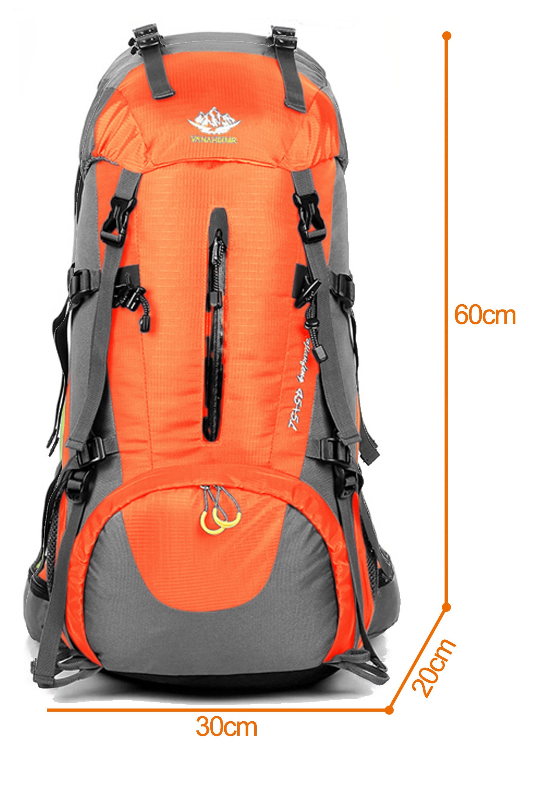 RAIKOU Wanderrucksack 50L Trekkingrucksack Wasserdicht, Reisetasche Ultralight (Regenhülle, Hüftgurt mit praktischen Taschen), Atmungsaktives Tragesystem – Bild 2 von 5