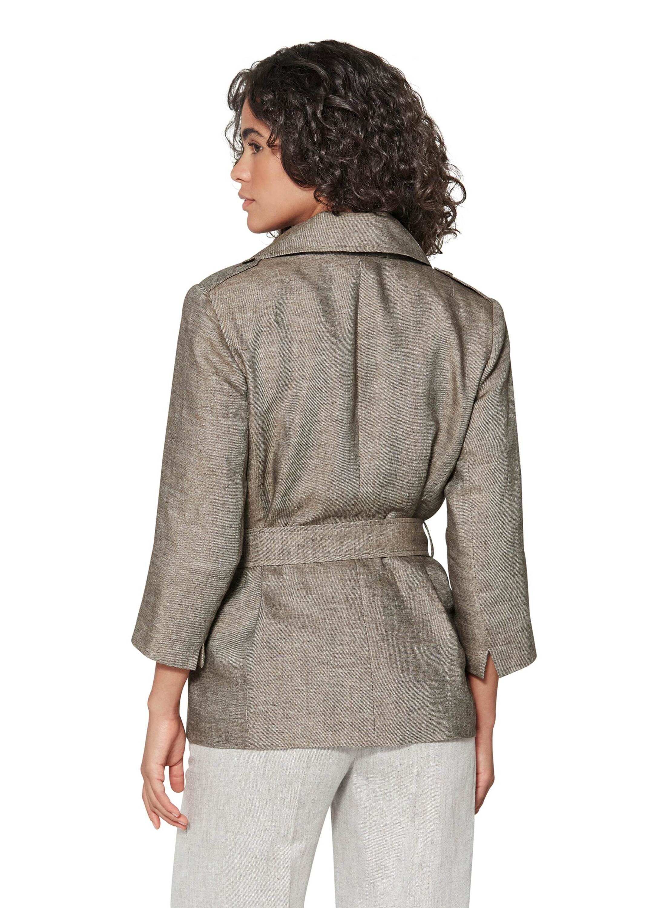 MADELEINE Kurzjacke Leinenjacke mit Bindegürtel und 3/4-Ärmeln