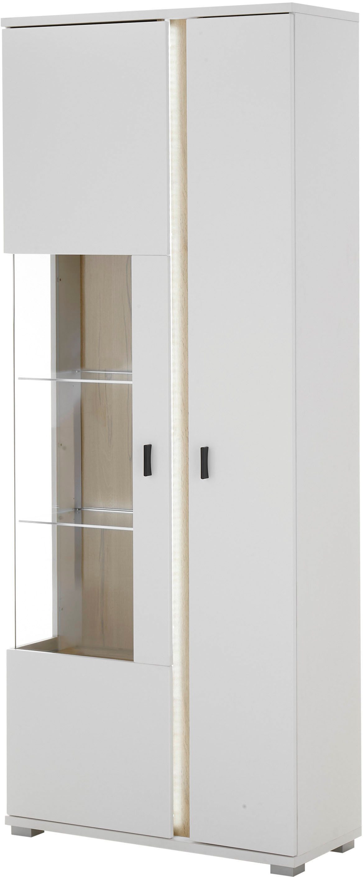 Home affaire Vitrine LONG ISLAND, Stauraumvitrine (1-St) in moderner Trendfarbe,inklusive senkrechter Beleuchtung,Breite 80 cm