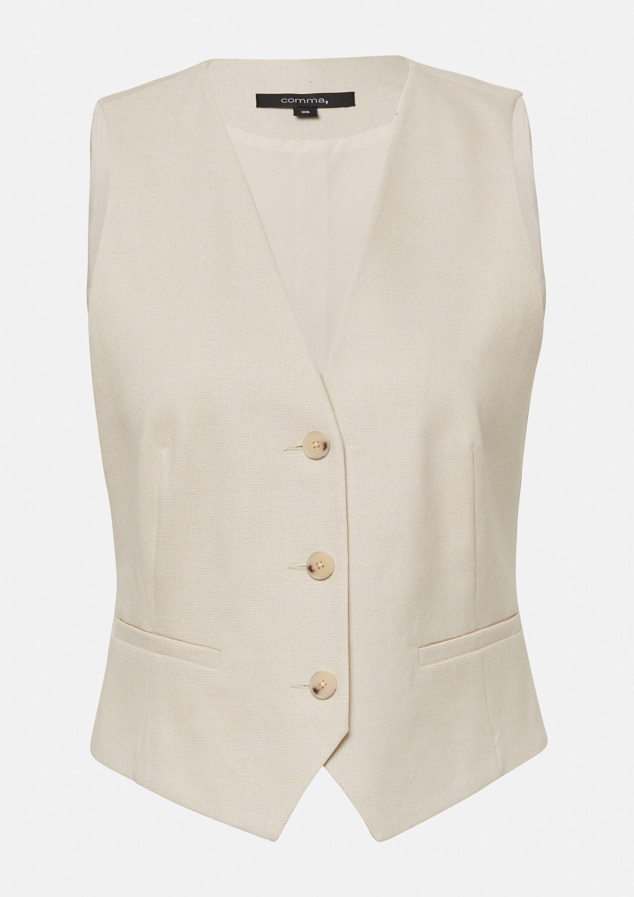 comma Funktionsweste Indoor-Weste Kurze Weste aus Leinenmix