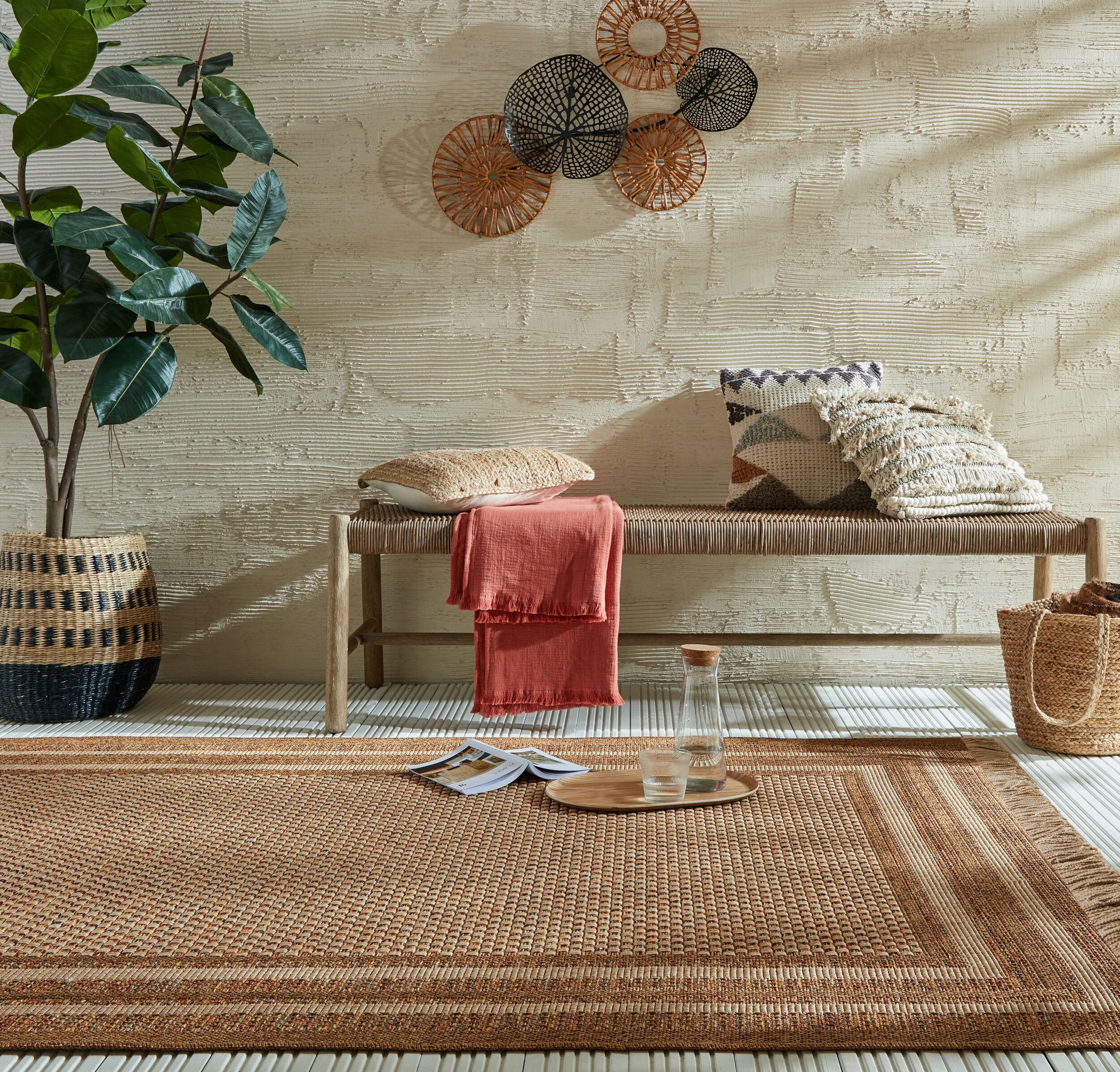 KADIMA DESIGN Outdoorteppich CLYST Teppich In- & Outdoor modern zeitlos wetterfest 120x170 Ocker, Rechteckig, Höhe: 4 mm, 100% Polypropylen, Flachgewebe (ohne Flor), UV-beständig, Balkon