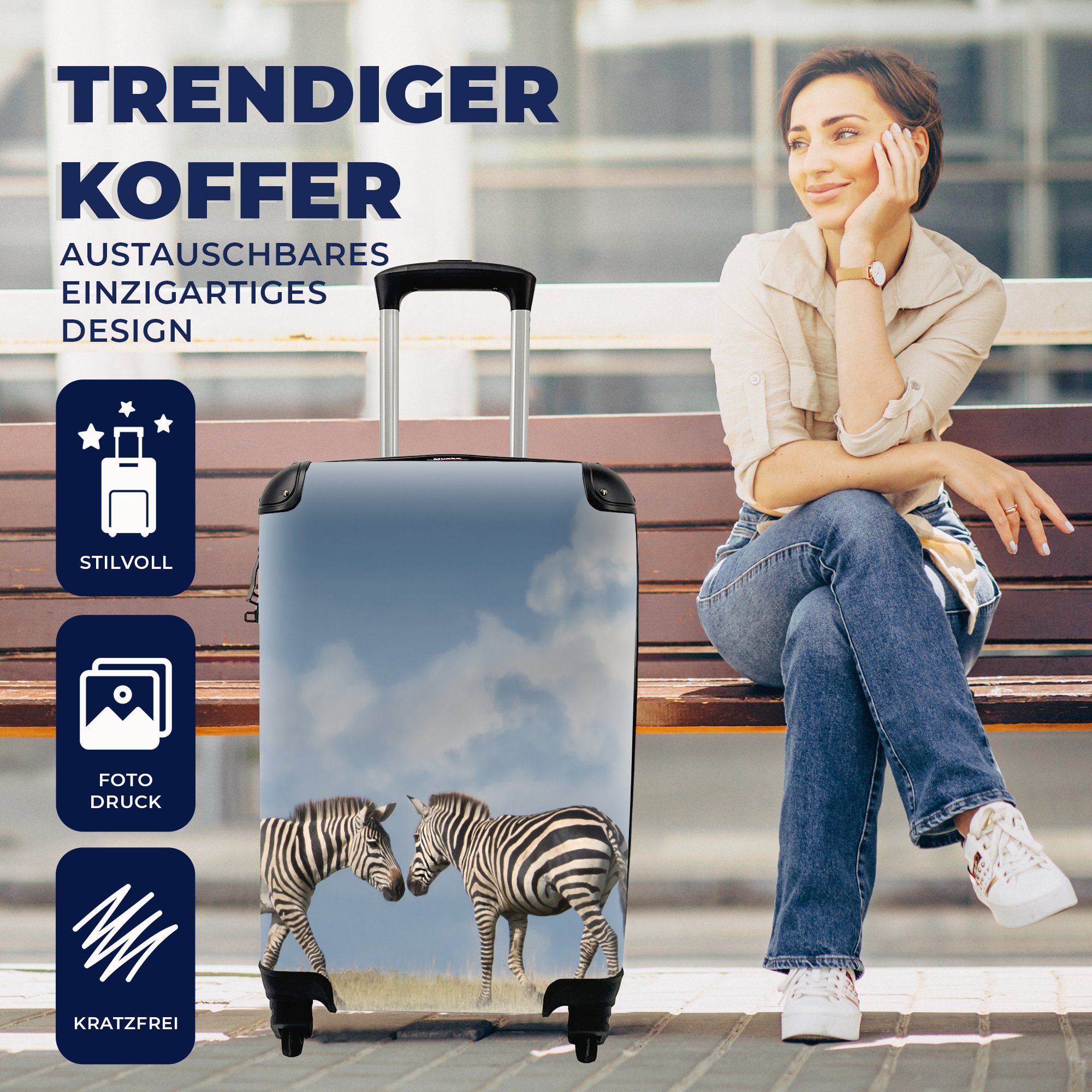 Handgepäck Verliebte Handgepäckkoffer Reisekoffer rollen, mit MuchoWow für 4 Rollen, Trolley, Zebras, Reisetasche Ferien,