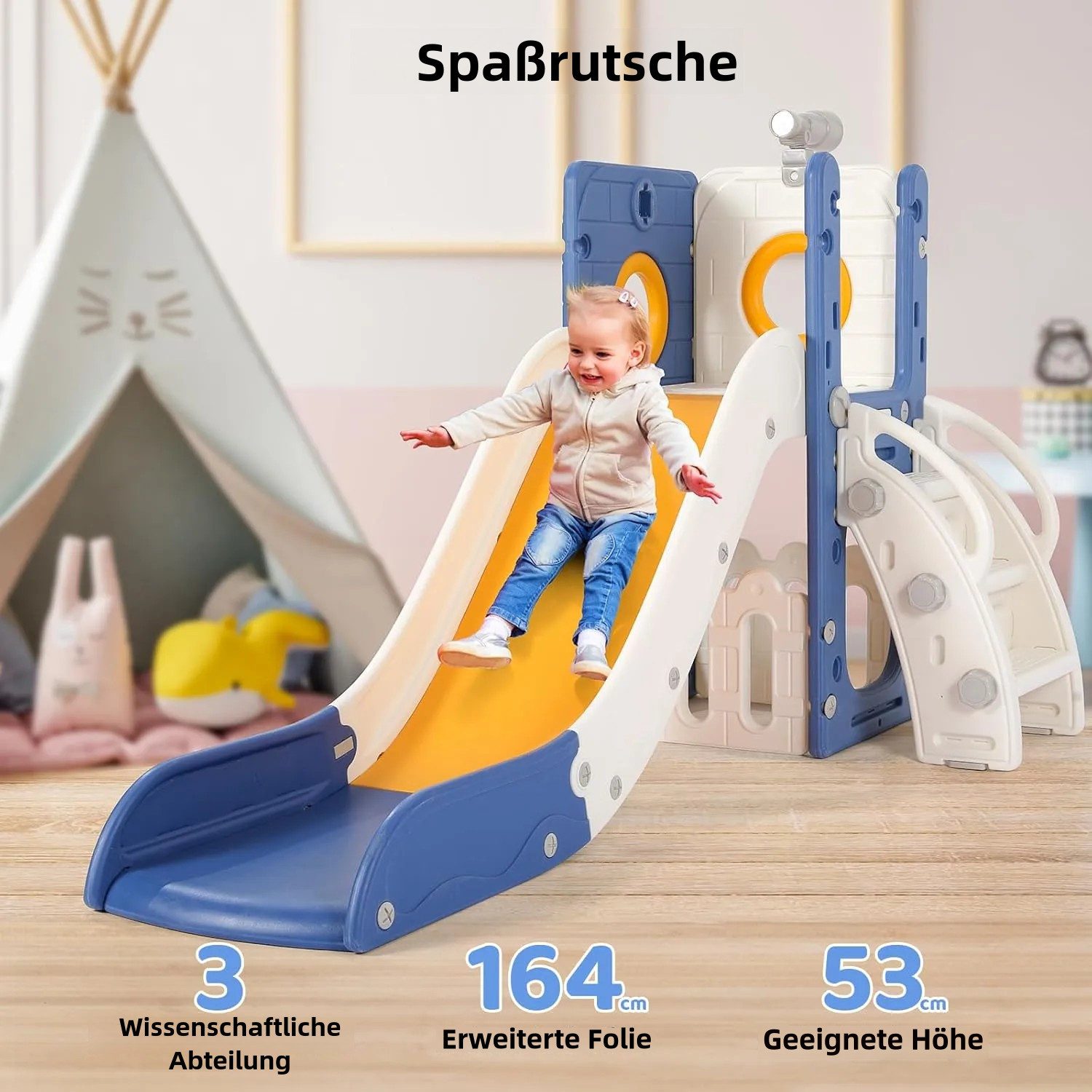 TLGREEN Rutsche 5-in-1 Kinderrutsche, Gartenrutsche Breite Stufen und Griffe, (Indoor und Outdoor Freistehende Rutsche), Kinderrutsche mit Schaukel, Klettergerü – Bild 5 von 5