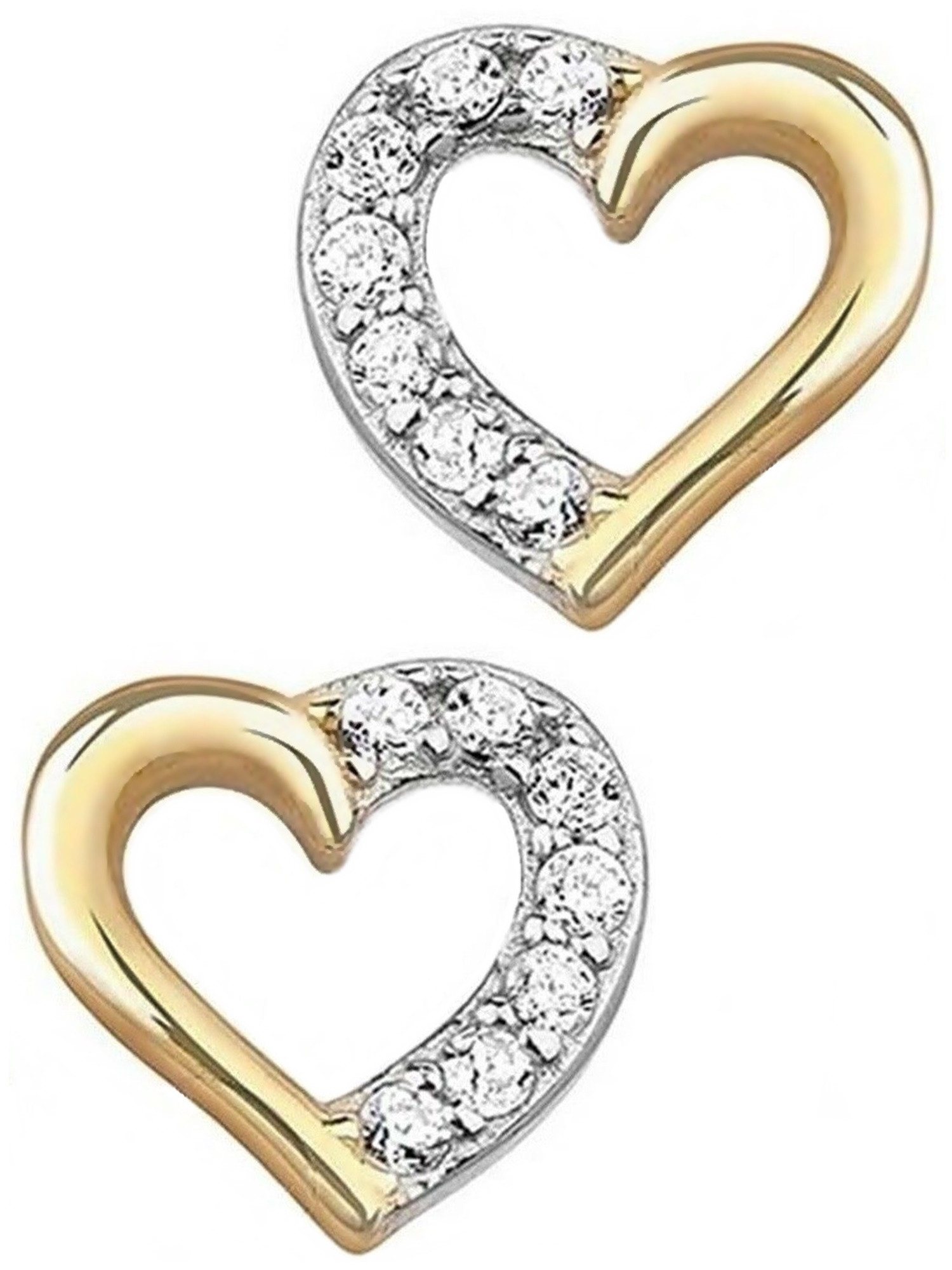 Valentinstagsgeschenk Goldene Hufeisen Paar Ohrstecker Elegante Herz Zirkonia Ohrringe für Damen (inkl. Etui), 925 Sterling-Silber, Hypoallergen, verg
