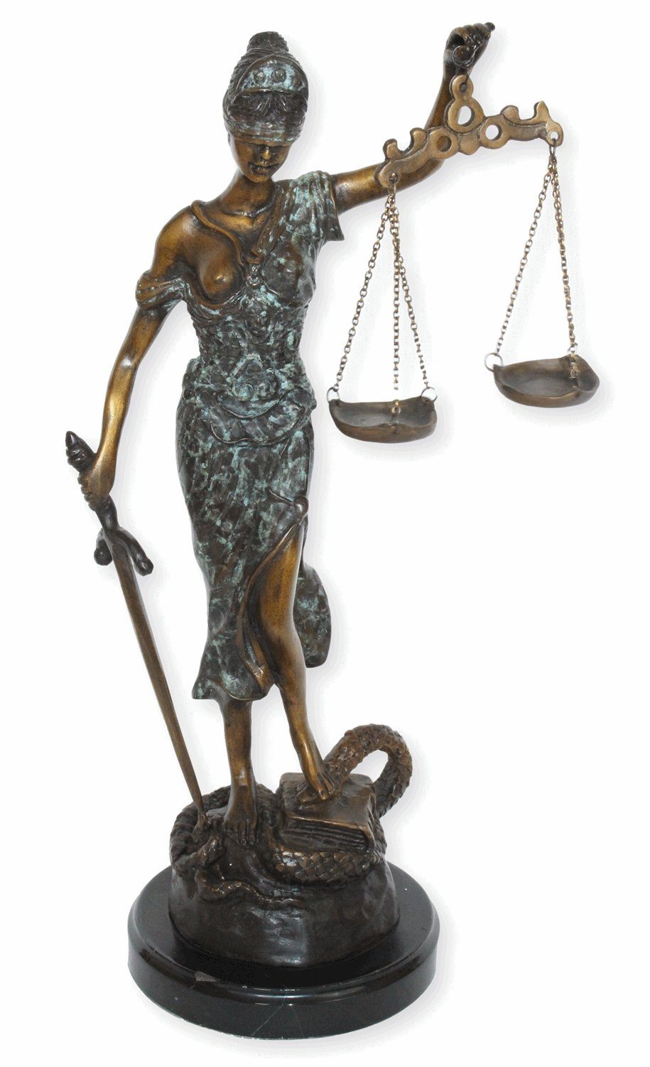 JS GartenDeko Dekofigur Bronzefigur Bronze Skulptur Justitia Justizia mit Waage H 43 cm
