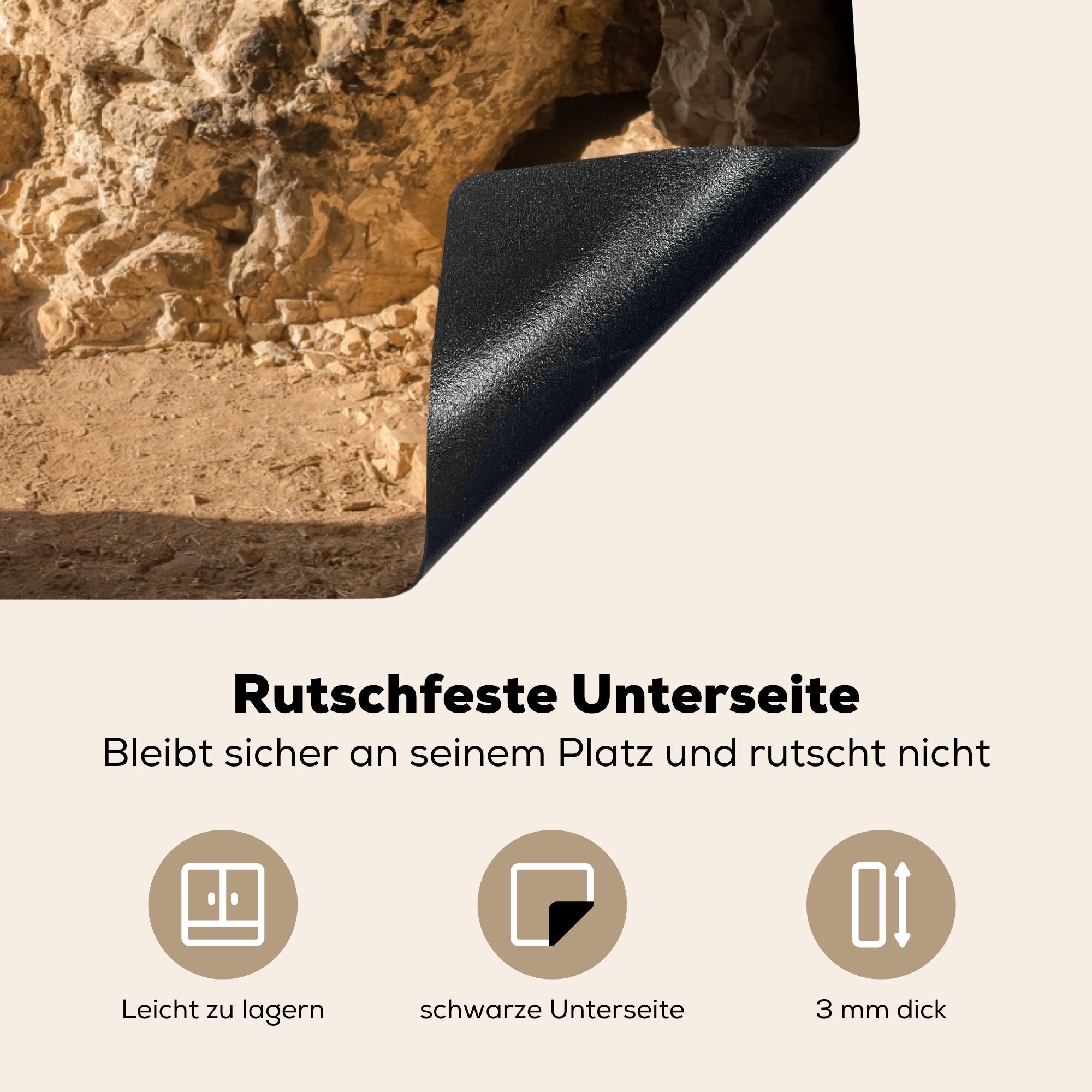 Arbeitsplatte Landschaft, - Natur cm, - Herdblende-/Abdeckplatte Höhle für 81x52 - Vinyl, Wasser tlg), Ceranfeldabdeckung, MuchoWow (1 küche