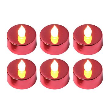 MARELIDA LED-Kerze LED Teelichter flackernd flammenlos mit Batterien D: 3,8cm rot 6St. (6-tlg)