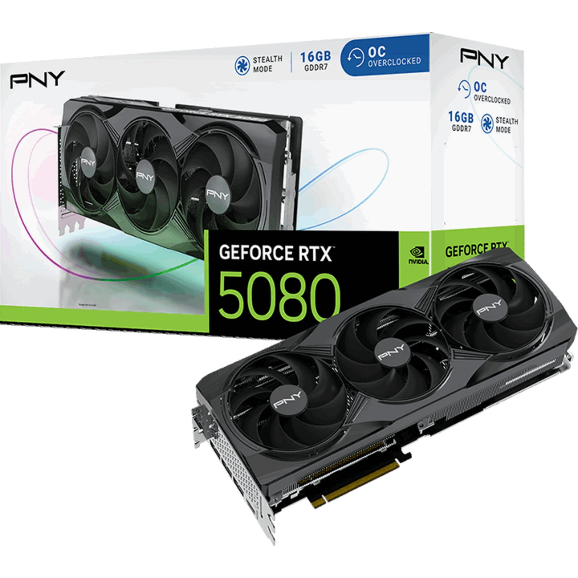 PNY PNY GeForce RTX 5080 OC, Grafikkarte, (DLSS 4, 3x Grafikkarte (16 GB)