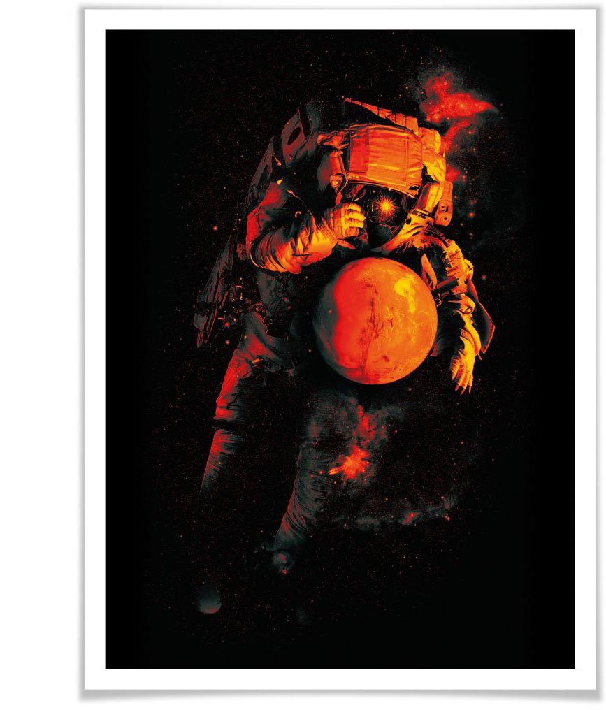 Wall-Art Poster Astronaut Wandbild, Wandposter Astronaut Poster, Bild, Schwarz Weltall, St), (1 Mars