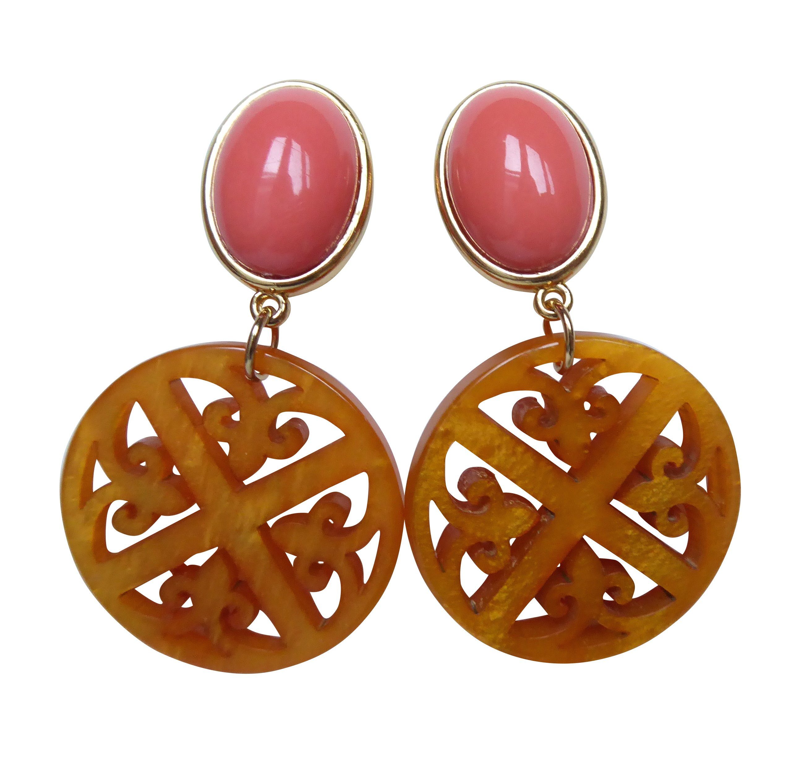 Mugello Paar Ohrstecker Amy koralle-bernstein auffällig trendig modisch stylisch, made in Germany Designer JustWin, Statementohrringe