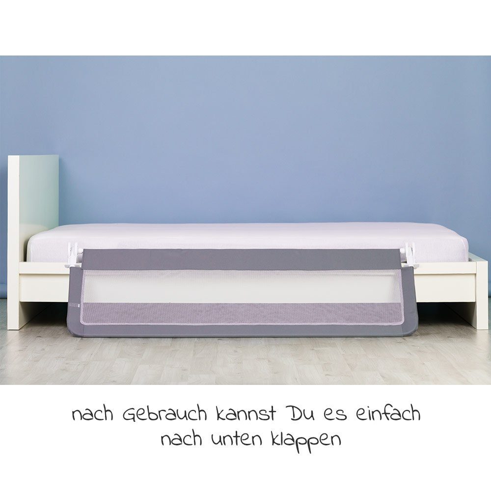 für Rausfallschutz St), Bettgitter Boxspringbett - & x Bettgitter Betten 50 Standard 150 cm (1 klappbares & - hohes, Bettschutzgitter Baby für Grau Fillikid Kinder