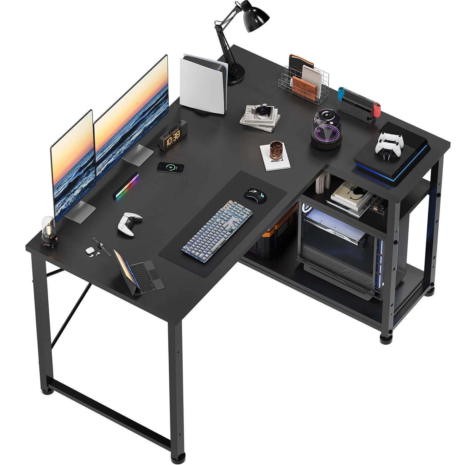 Eckschreibtisch Eckschreibtisch Umkehrbarer L-förmiger Computer schreibtisch mit Hutch