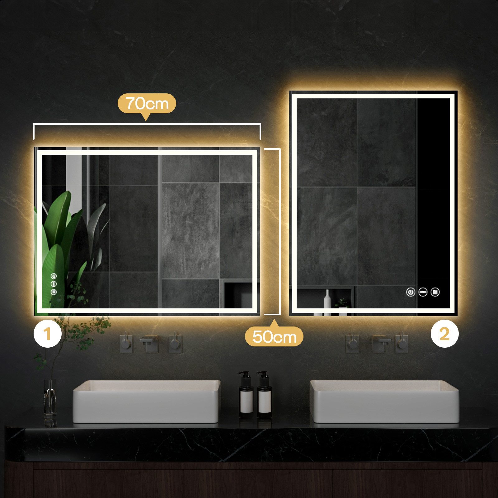 Yorbay Badspiegel Badspiegel mit Beleuchtung, LED Knopfschalter, Antibeschl günstig online kaufen