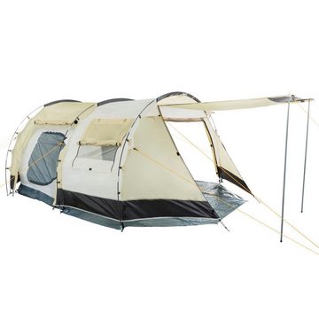 CampFeuer Tunnelzelt Zelt Super+ für 4 Personen, Sand / Schwarz, 3000 mm Wassersäule, Personen: 4