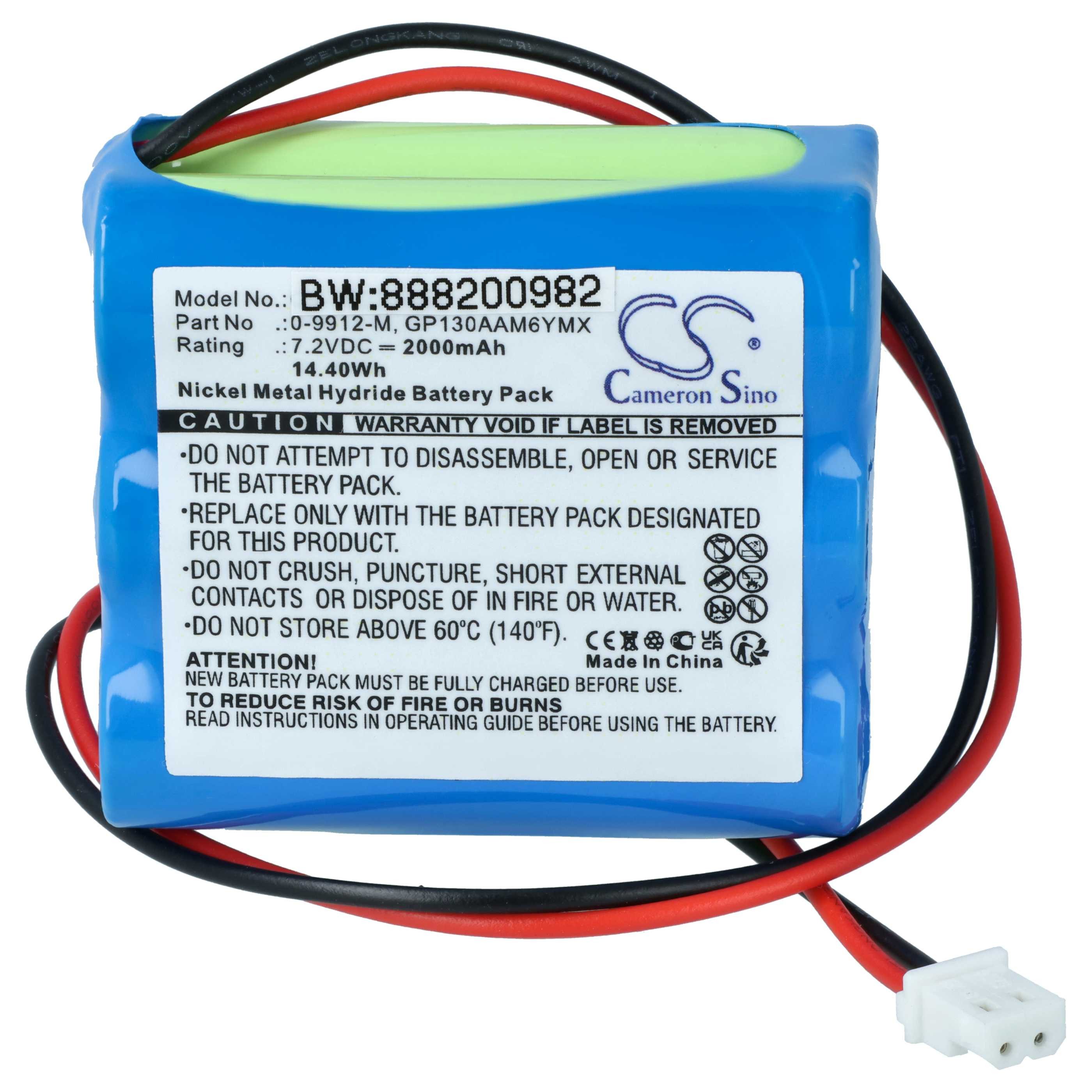 vhbw Akku Ersatz für BT GP100AAS6YMX, GP130AAM6YMX, GP220AAM6YMX für Akku Akku NiMH 2000 mAh (7,2 V, 5 St), Leistungsfähige Austausch-Akkus für Alarm Control, Home Security