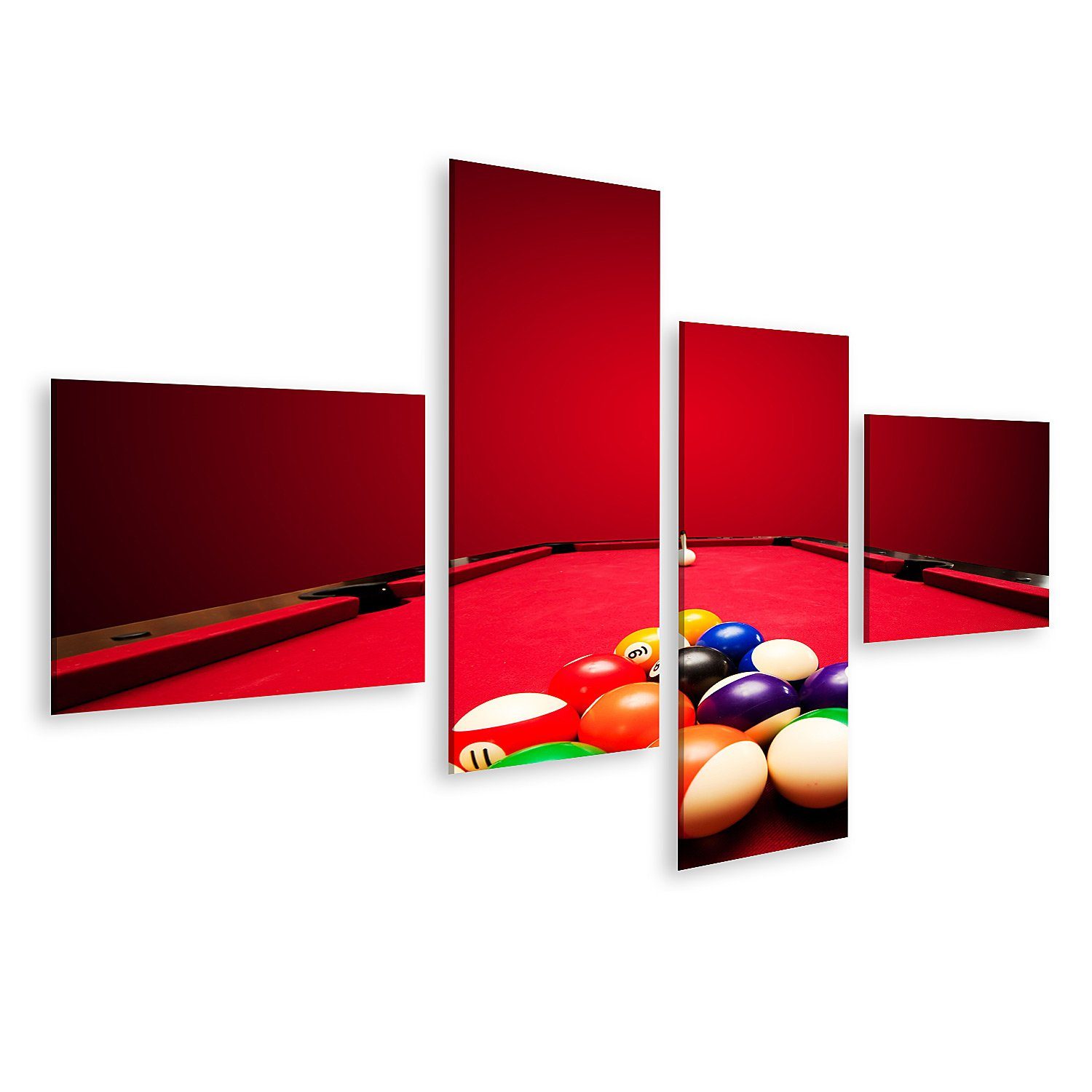 islandburner Leinwandbild Bild auf Leinwand Billards Pool Spiel Farbe Kugeln In Dreieck Mit Dem