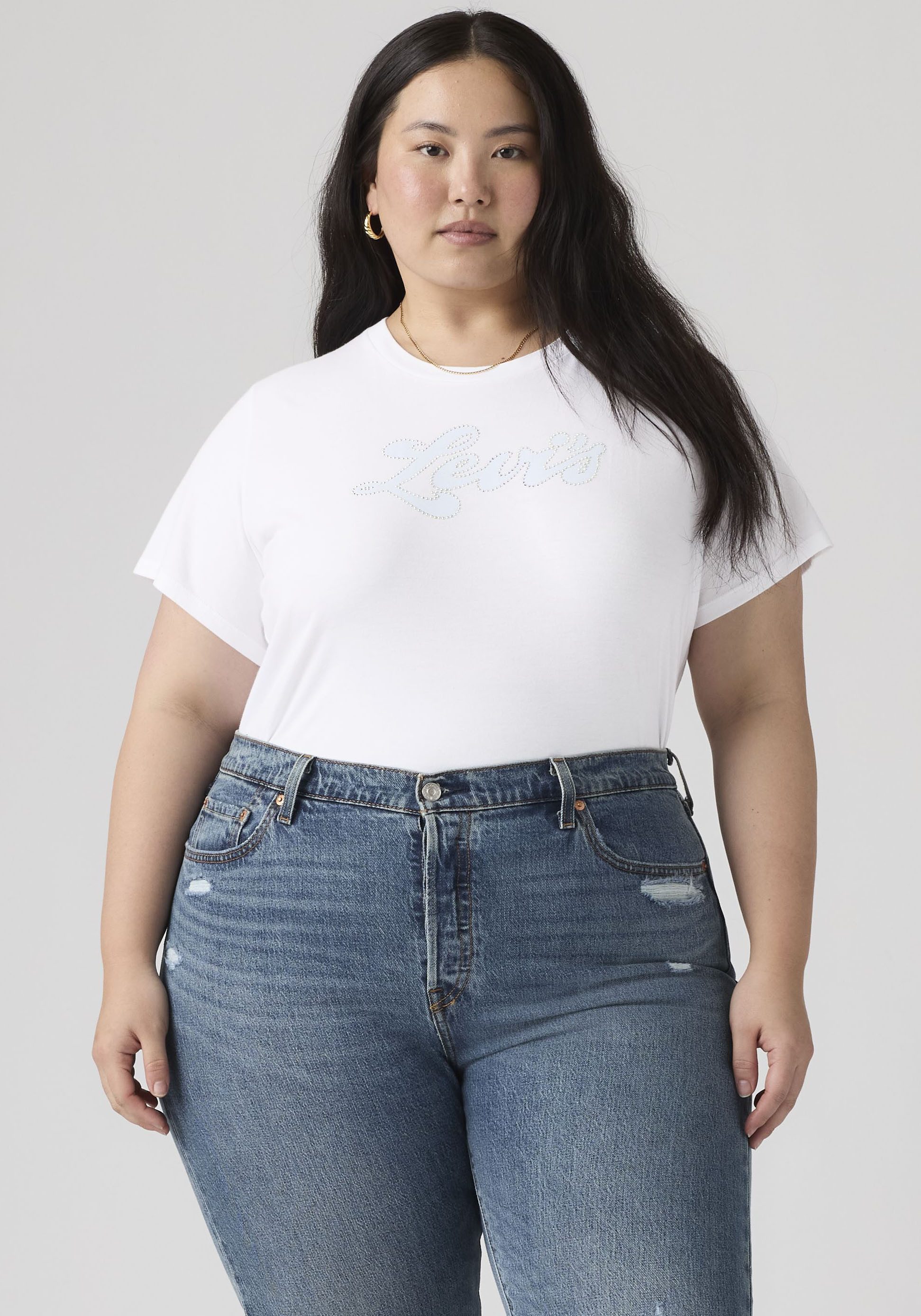 Levi's® Plus T-Shirt PL PERFECT TEE Applikation mit Glitzersteinen günstig online kaufen