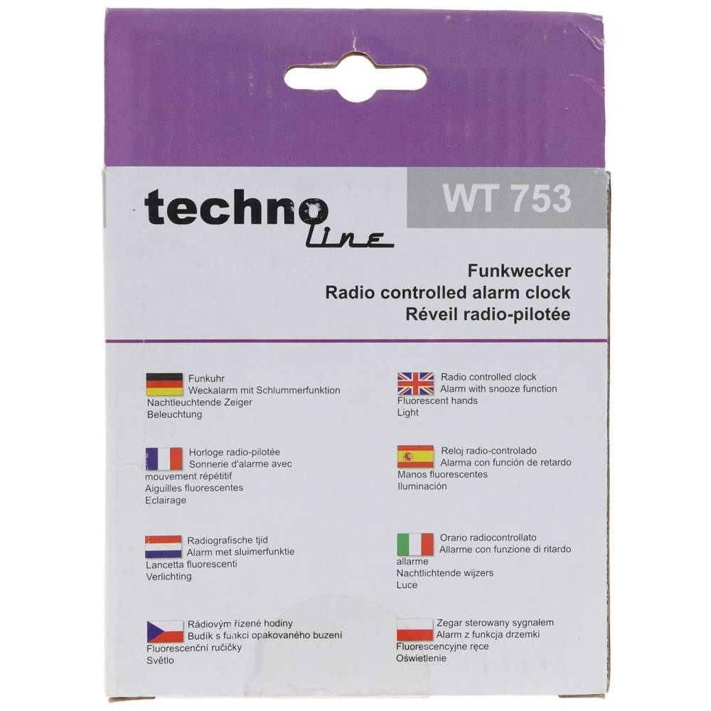 Techno Line Wecker Klassischer Funkwecker mit analoger Zeitanzeige WT 753