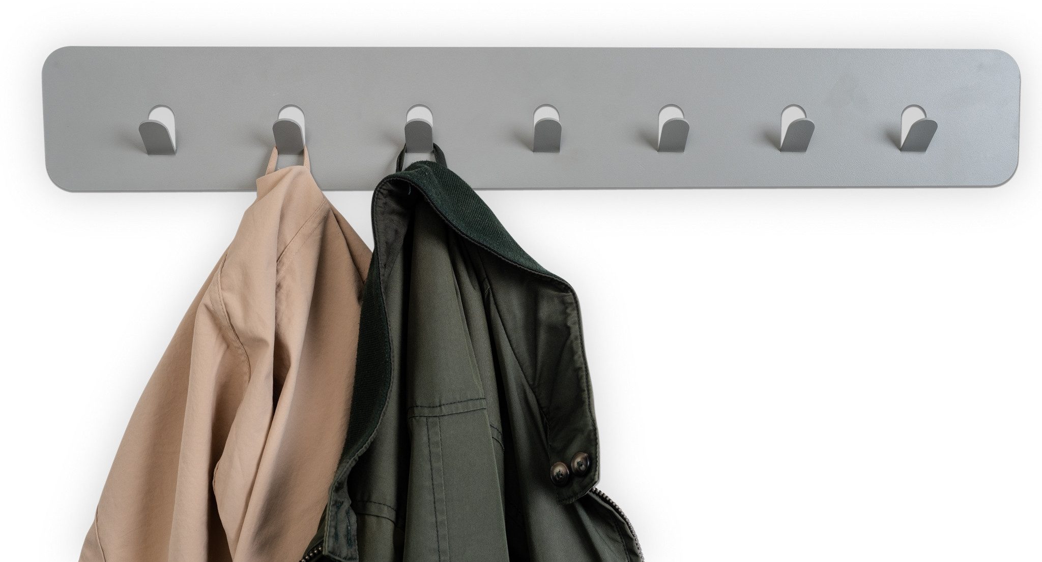 M2 Kollektion Garderobenleiste 7 Haken, in grau, Metall - 70x10x3cm (LxHxT)
