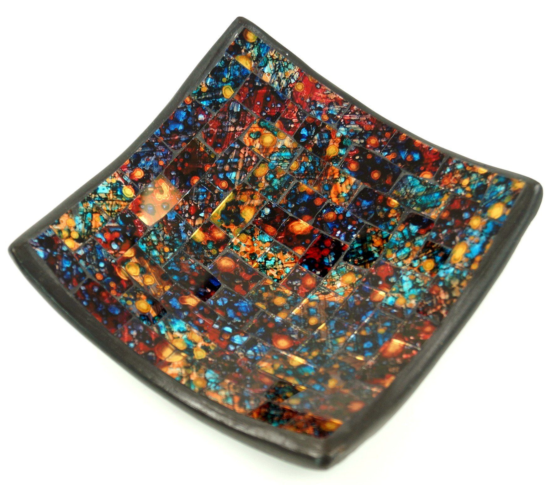 Guru-Shop Dekoschale Kleine Mosaikschale eckig - rot/bunt