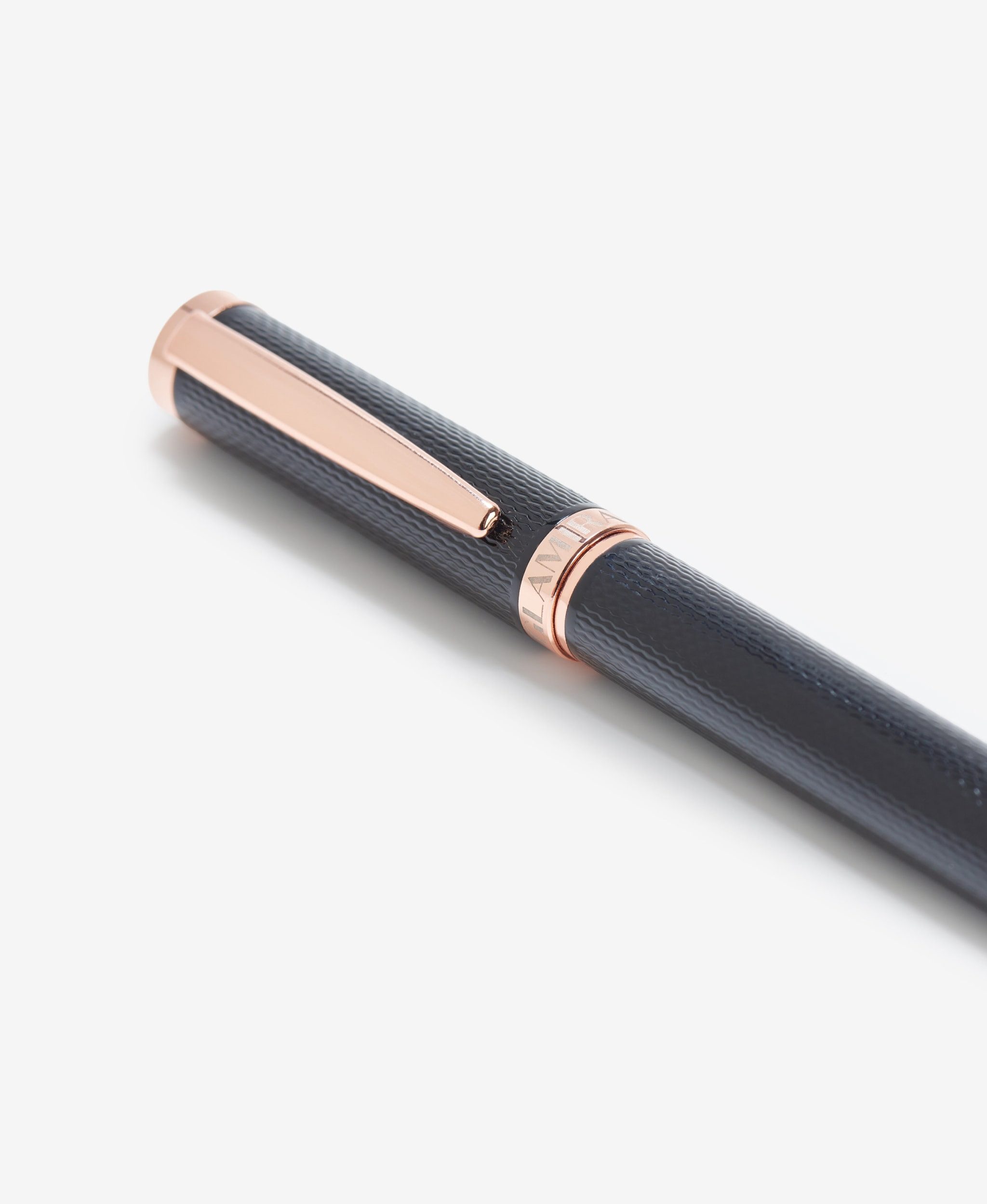 GLAMIRA Kugelschreiber Metallkugelschreiber - Schwarz mit Roségold, (1-tlg), Mine wechselbar, Drehmechanik, Clip aus Metall