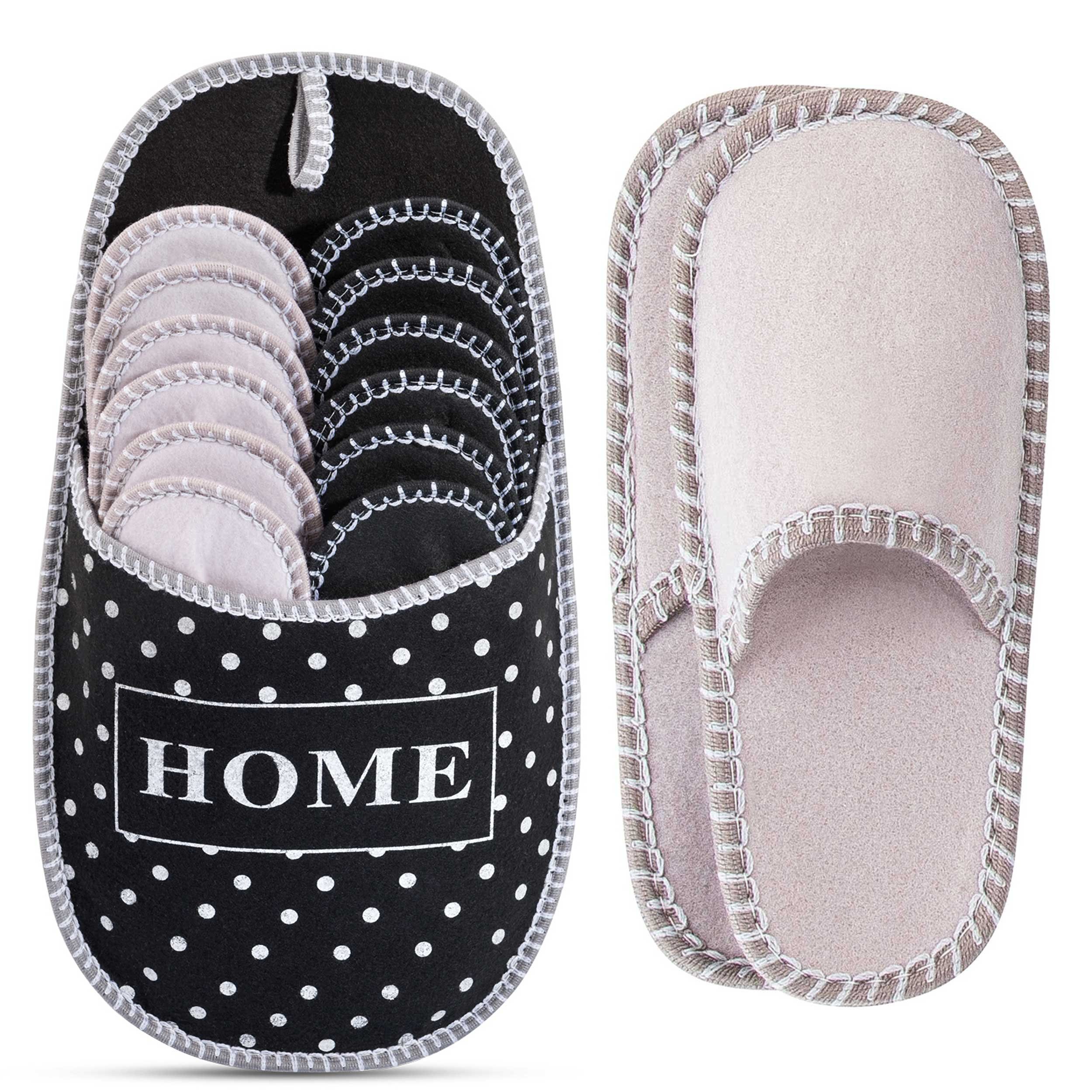 ONVAYA ABS Gästepantoffel Dots 6er Set, Hausschuhe, Filz, Antirutsch Pantoffel