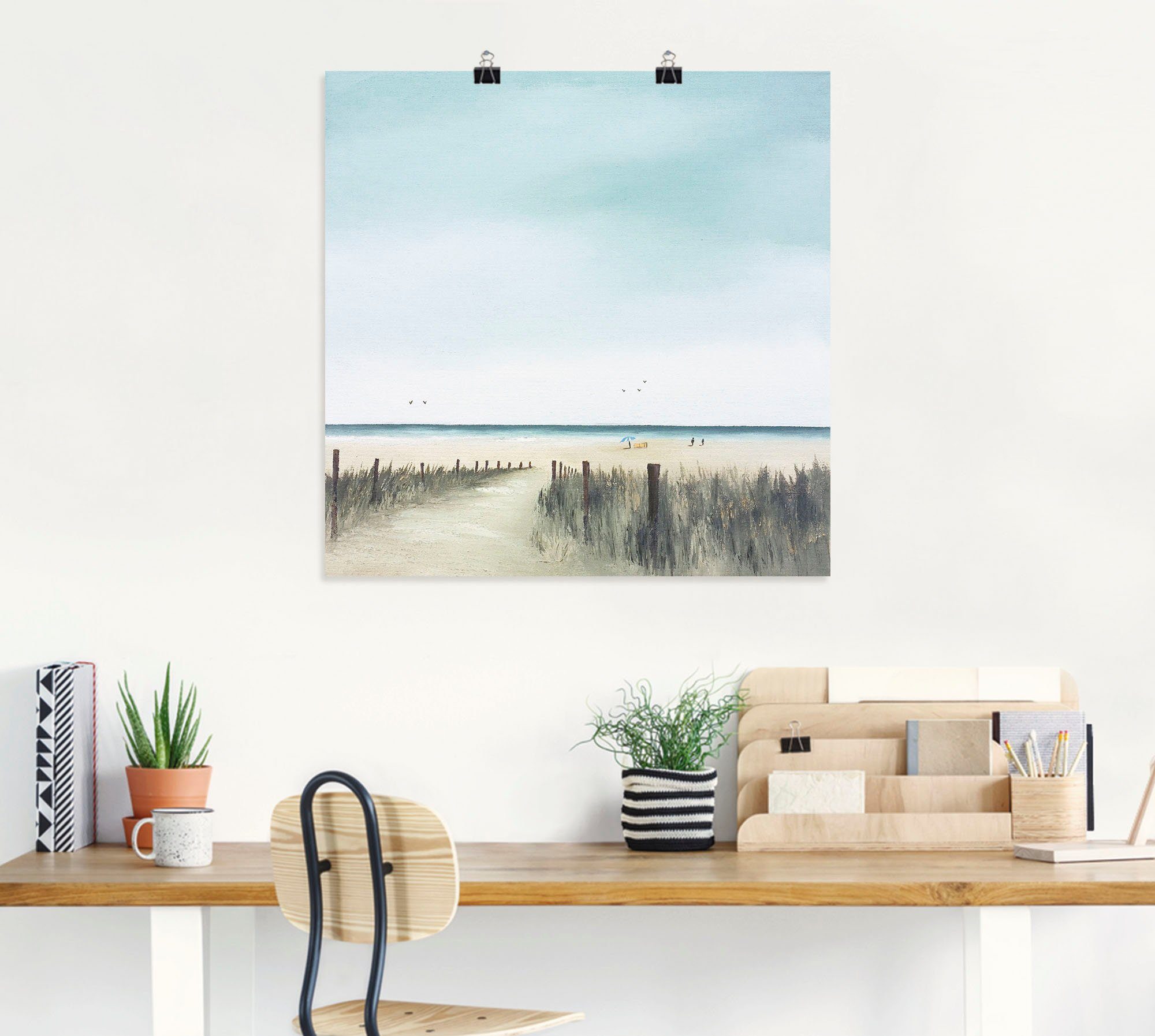 (1 versch. Strand Sonniger Wandaufkleber Größen Wandbild in Poster Leinwandbild, Artland II, St), als Morgen oder