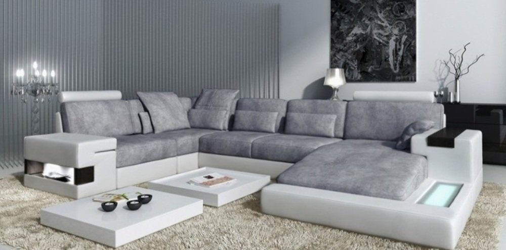 Durchfahrtshöhe JVmoebel Ecksofa, Wohnlandschaft Design Ledersofa Big Sofa Sofas Eck Couch Ecke Polster