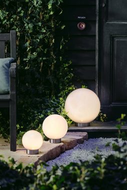 Dehner LED Solarleuchte Kugel-Leuchte mit Erdspieß/Farbwechsel, Kunststoff, Farbwechsel, Weiß, für faszinierende Lichtspiele im Garten