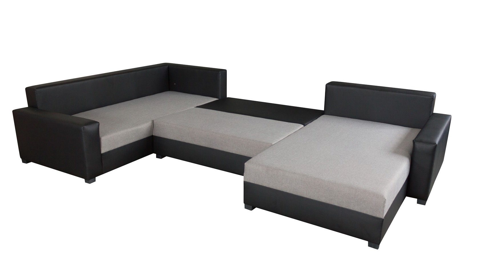 Fun Möbel Wohnlandschaft Couchgarnitur GRADO mit Schlaffunktion Ottomane Links oder Rechts, inkl. 6 Rückenkissen mit Reißverschluss, Inkl. Bettkasten