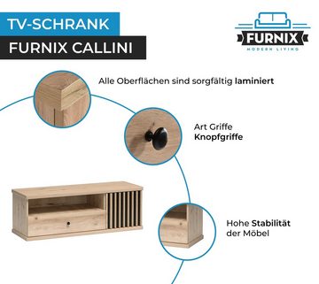 Furnix TV-Schrank CALLINI C-7 TV-Lowboard mit Schublade und 1 Tür Eiche Artisan B123,8 x T40,6 x H43,5 cm, Lamellenoptik