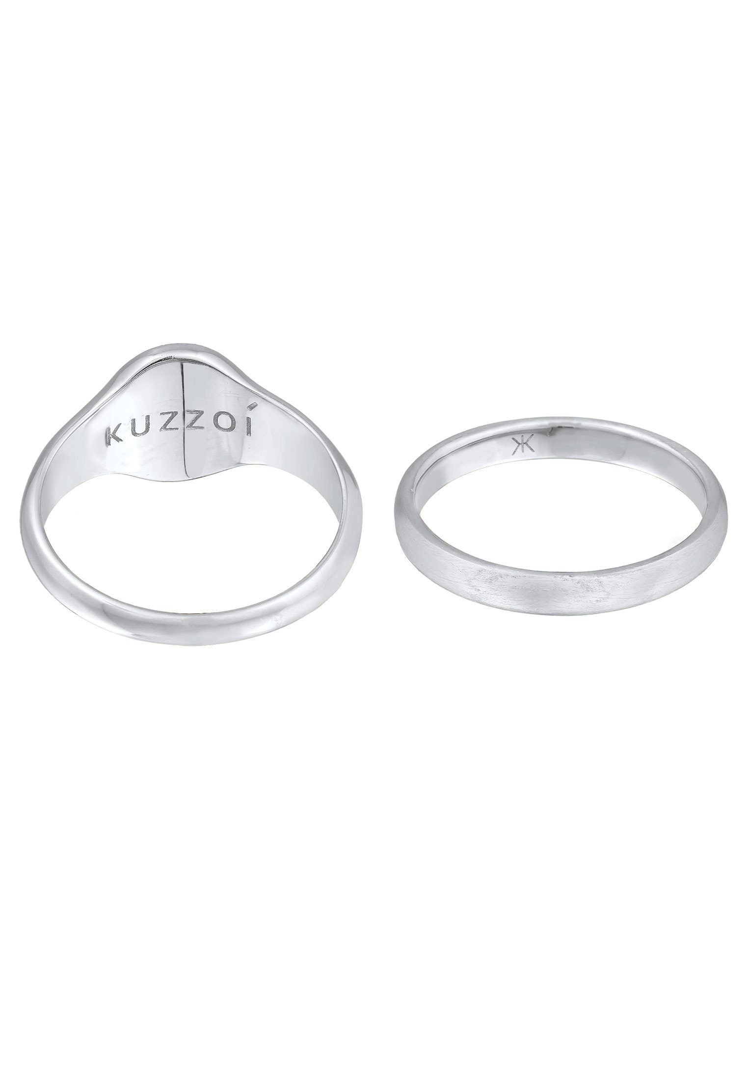Offizieller Online-Shop Kuzzoi Siegelring Herren Silber 2er Set Siegelring Basic Bandring 925