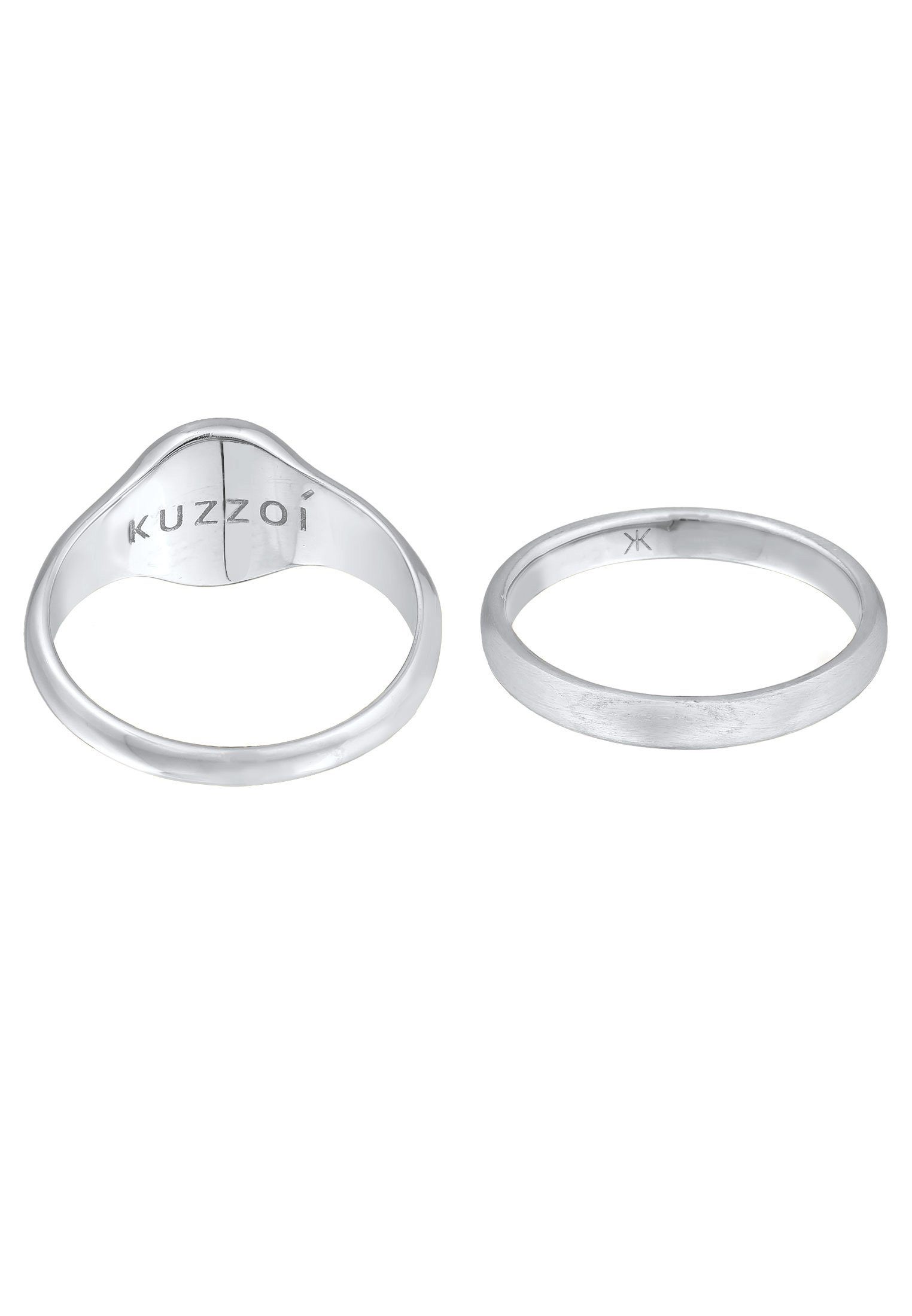 Bandring Siegelring 2er Set Herren Silber Siegelring 925 Basic Kuzzoi